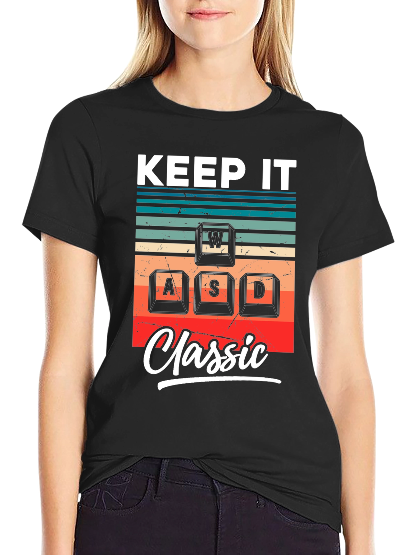 Keep It Classic Gaming T-Shirt - WASD Retro Design