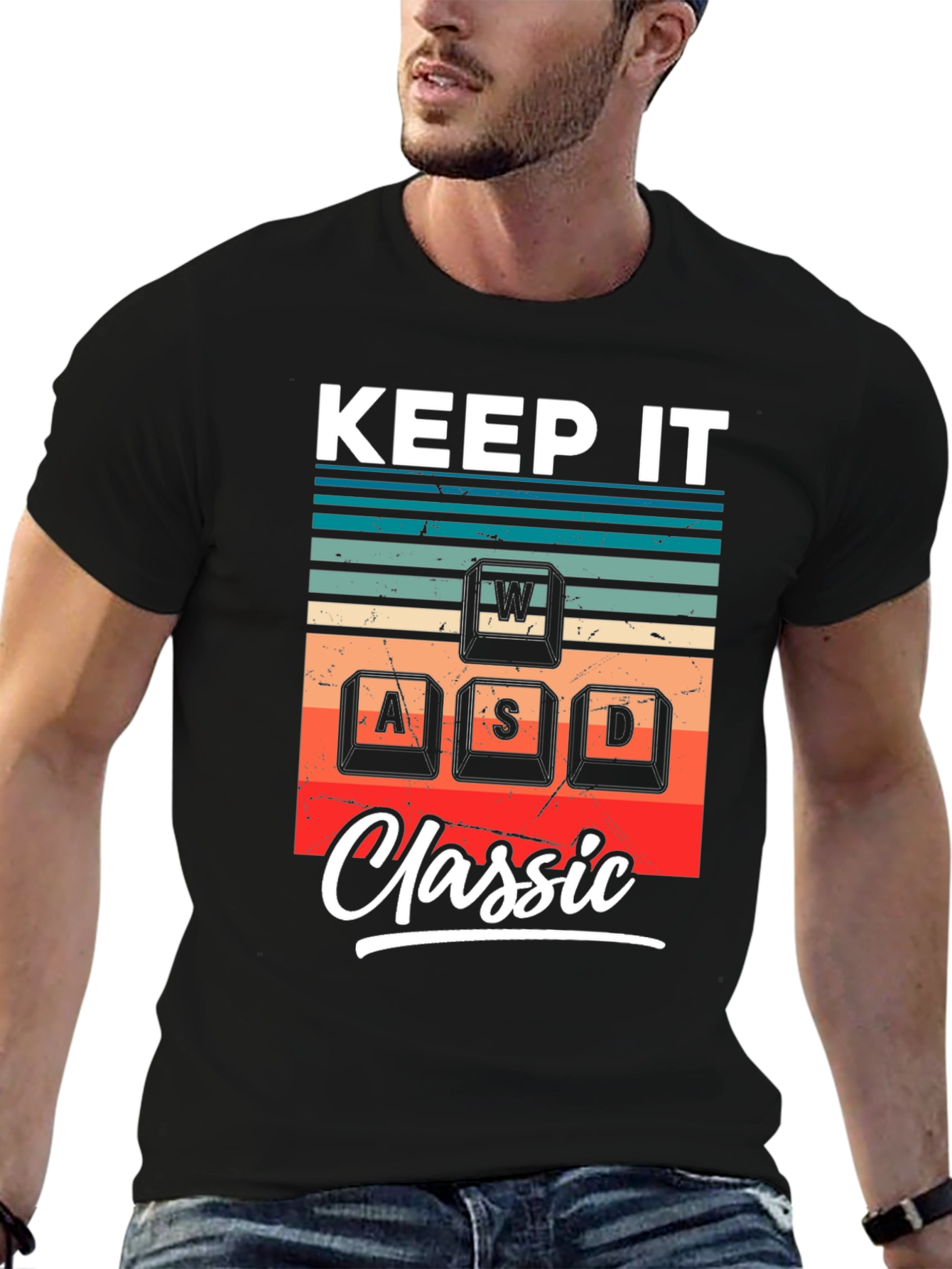 Keep It Classic Gaming T-Shirt - WASD Retro Design