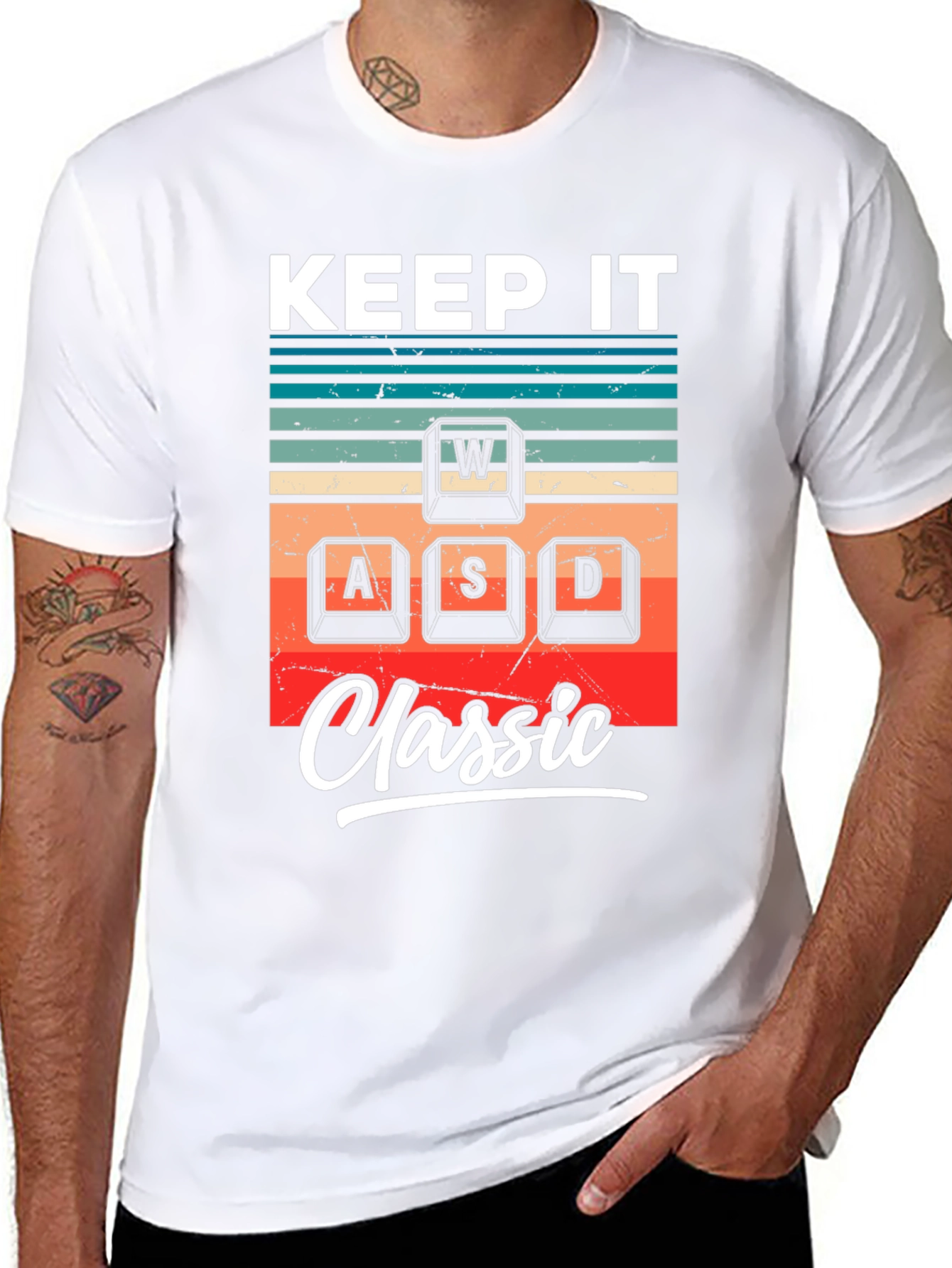 Keep It Classic Gaming T-Shirt - WASD Retro Design