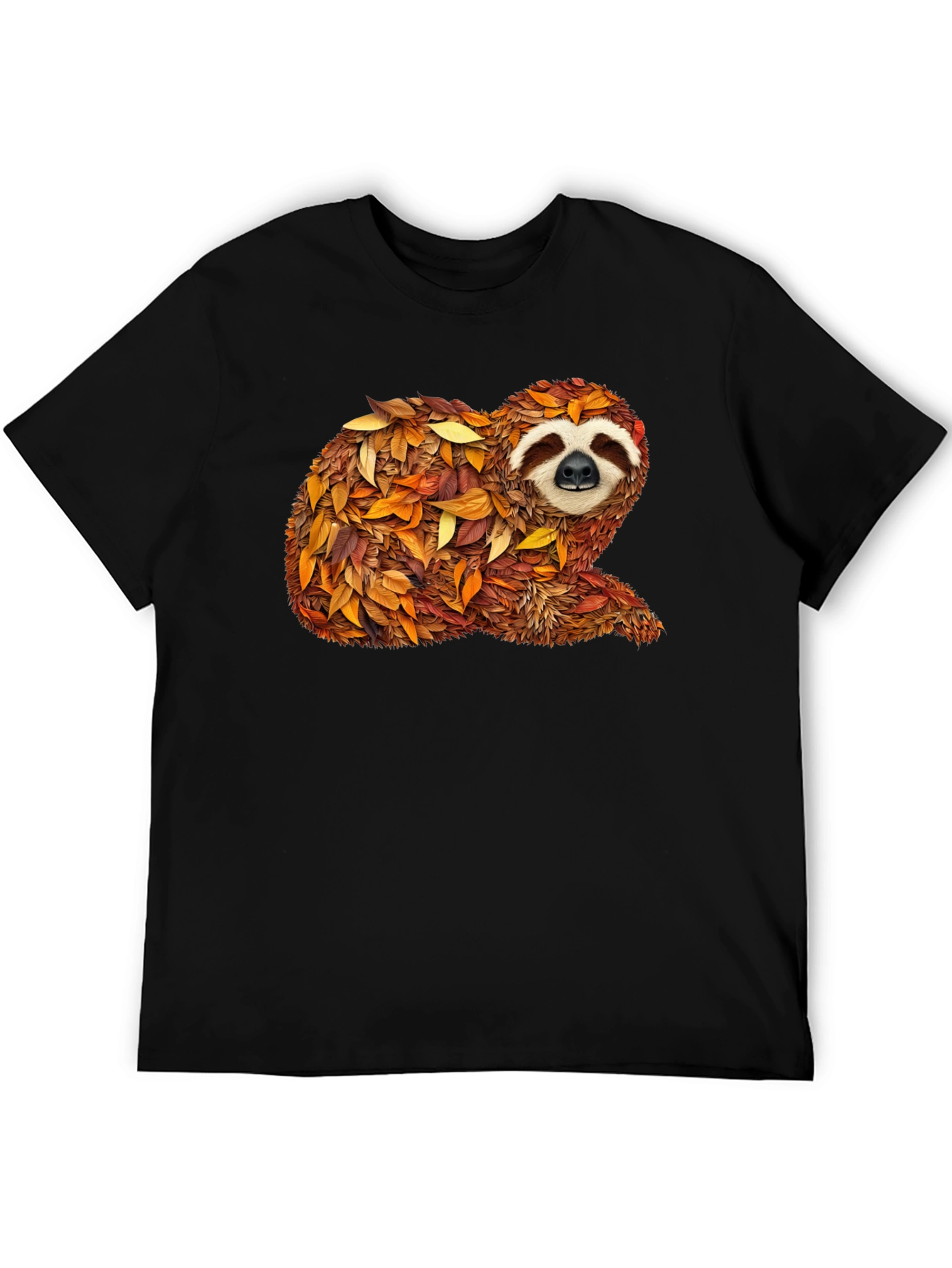 Autumn Sloth Tee - Unique Fall Leaves Design