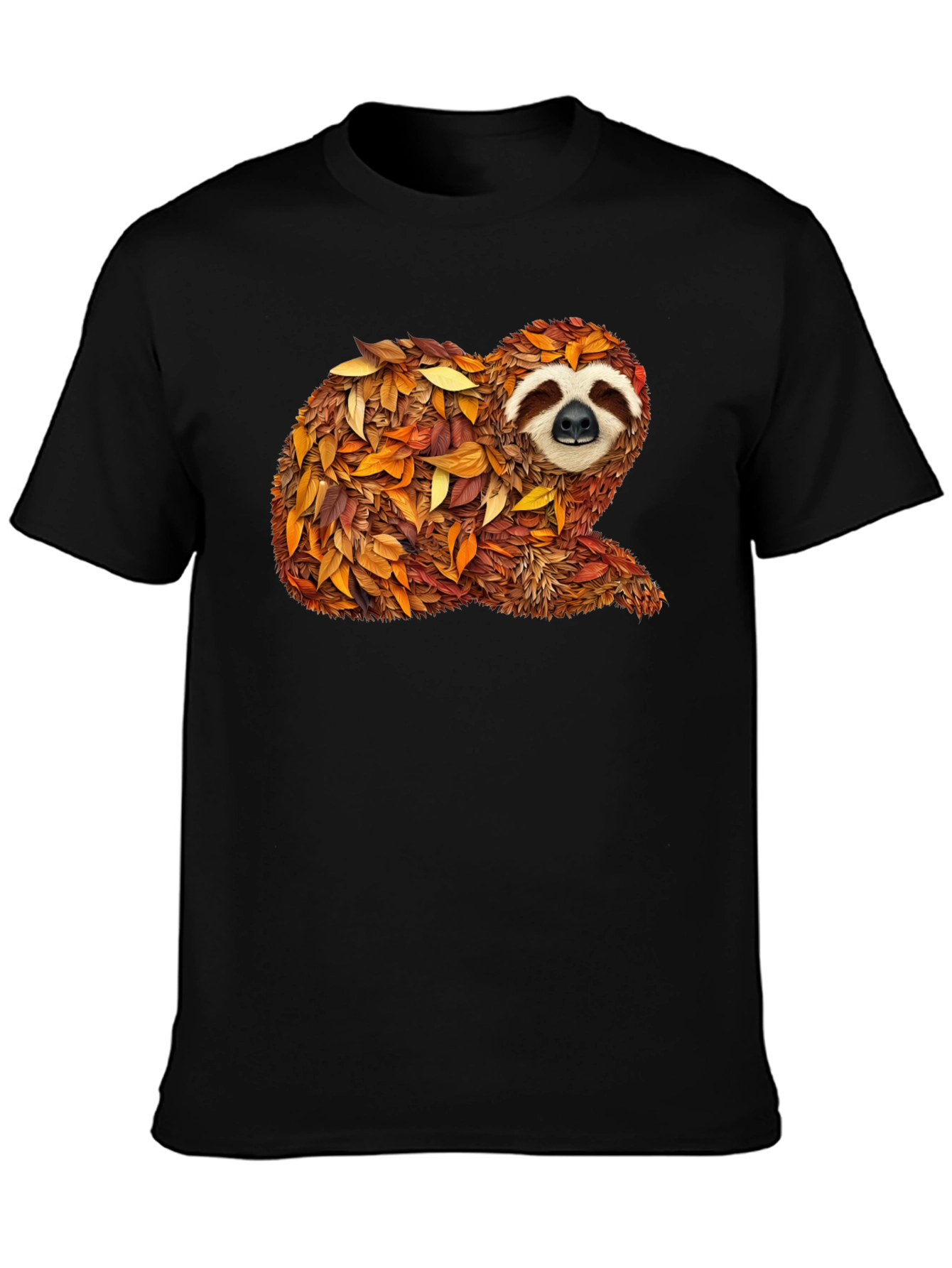 Autumn Sloth Tee - Unique Fall Leaves Design