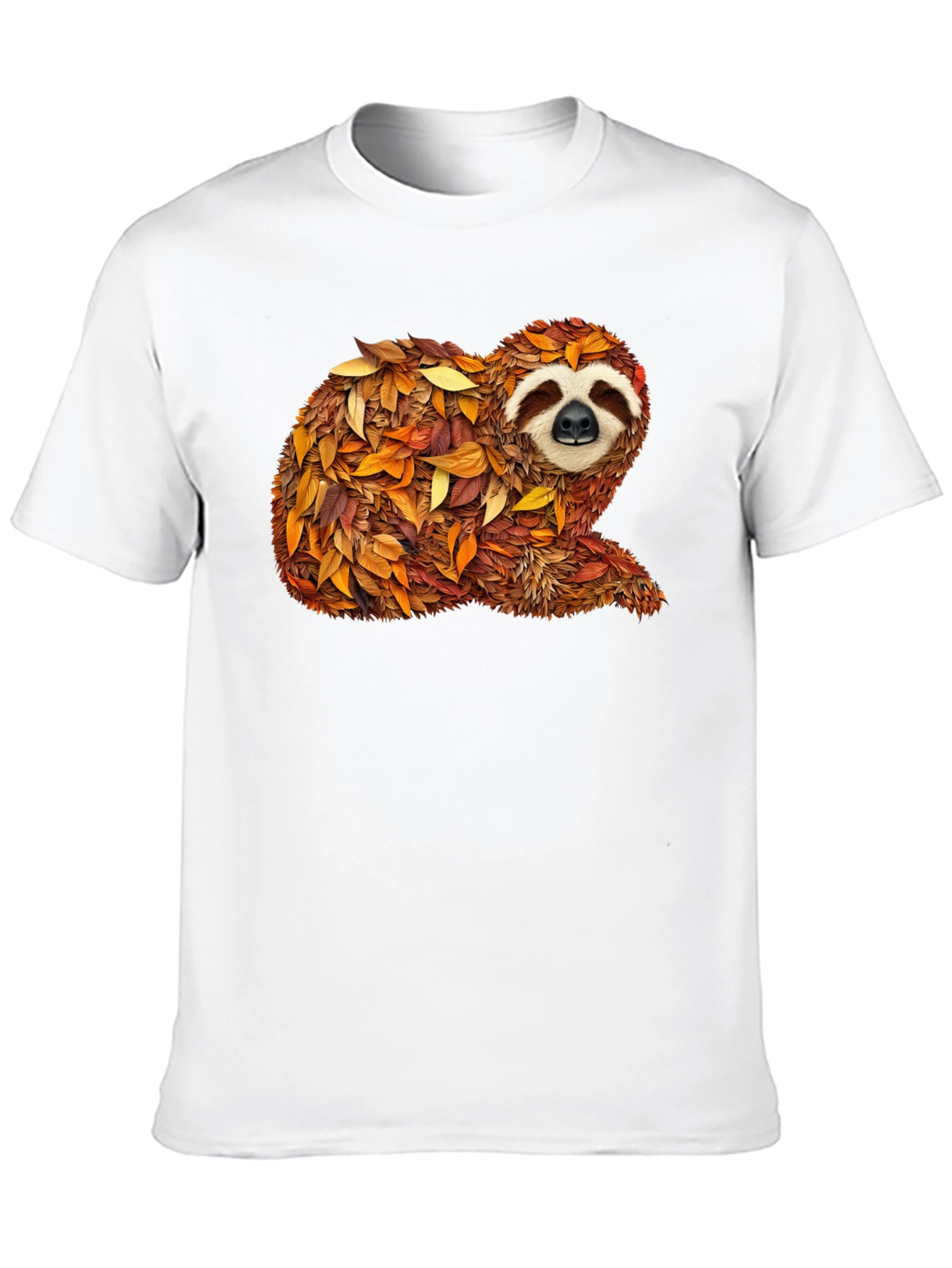 Autumn Sloth Tee - Unique Fall Leaves Design