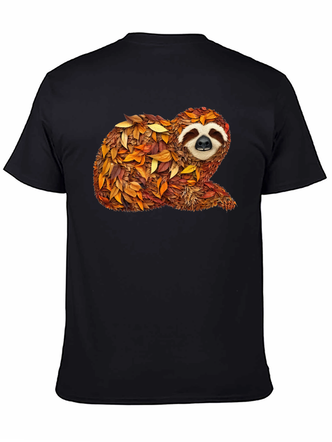 Autumn Sloth Tee - Unique Fall Leaves Design