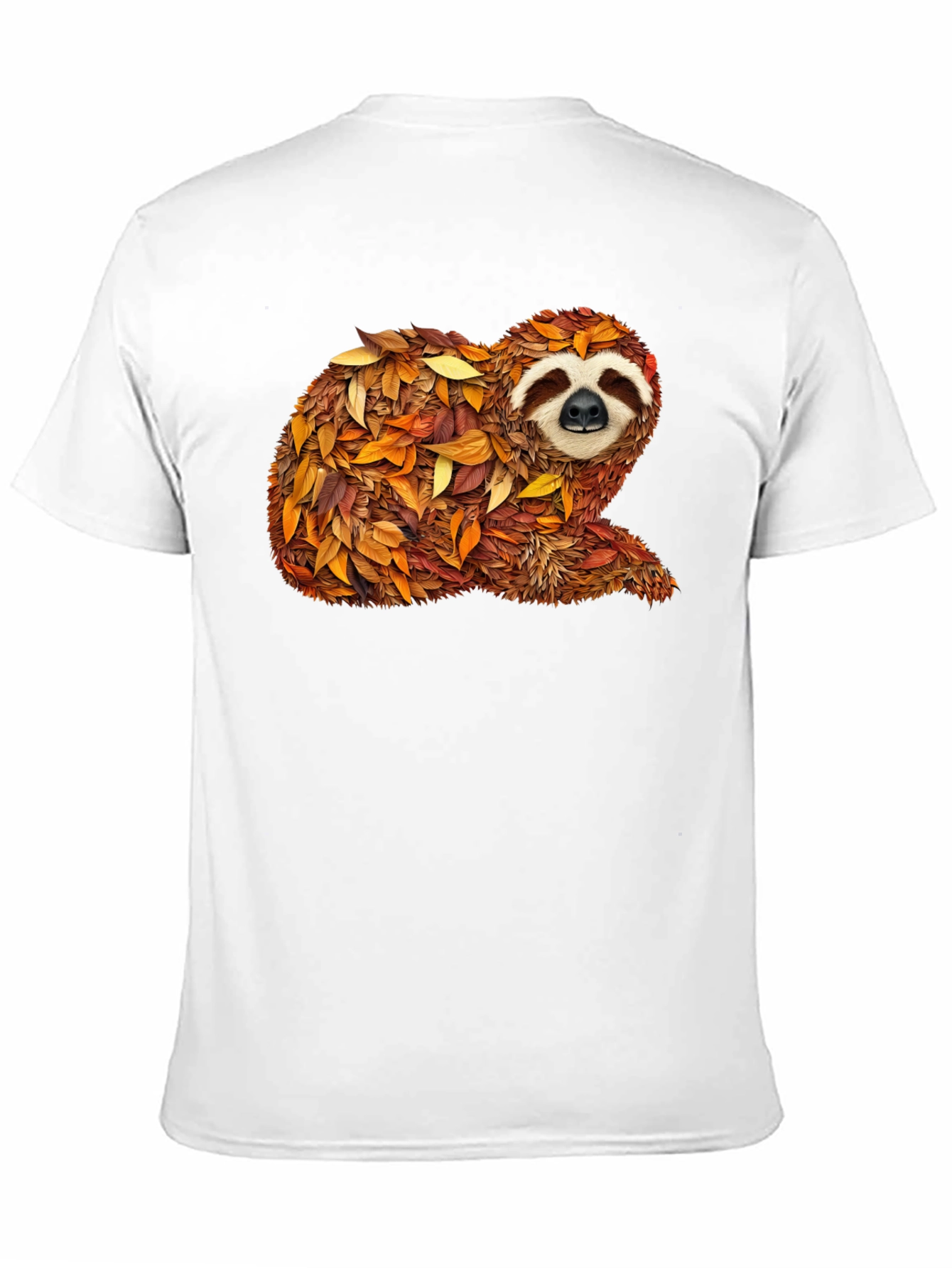 Autumn Sloth Tee - Unique Fall Leaves Design