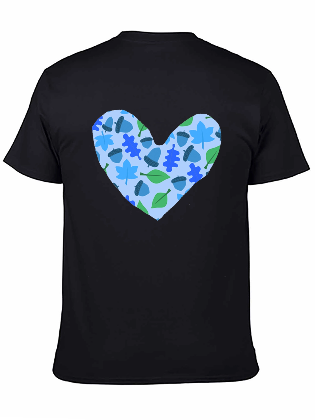 Heart Leaves & Acorns Black T-Shirt