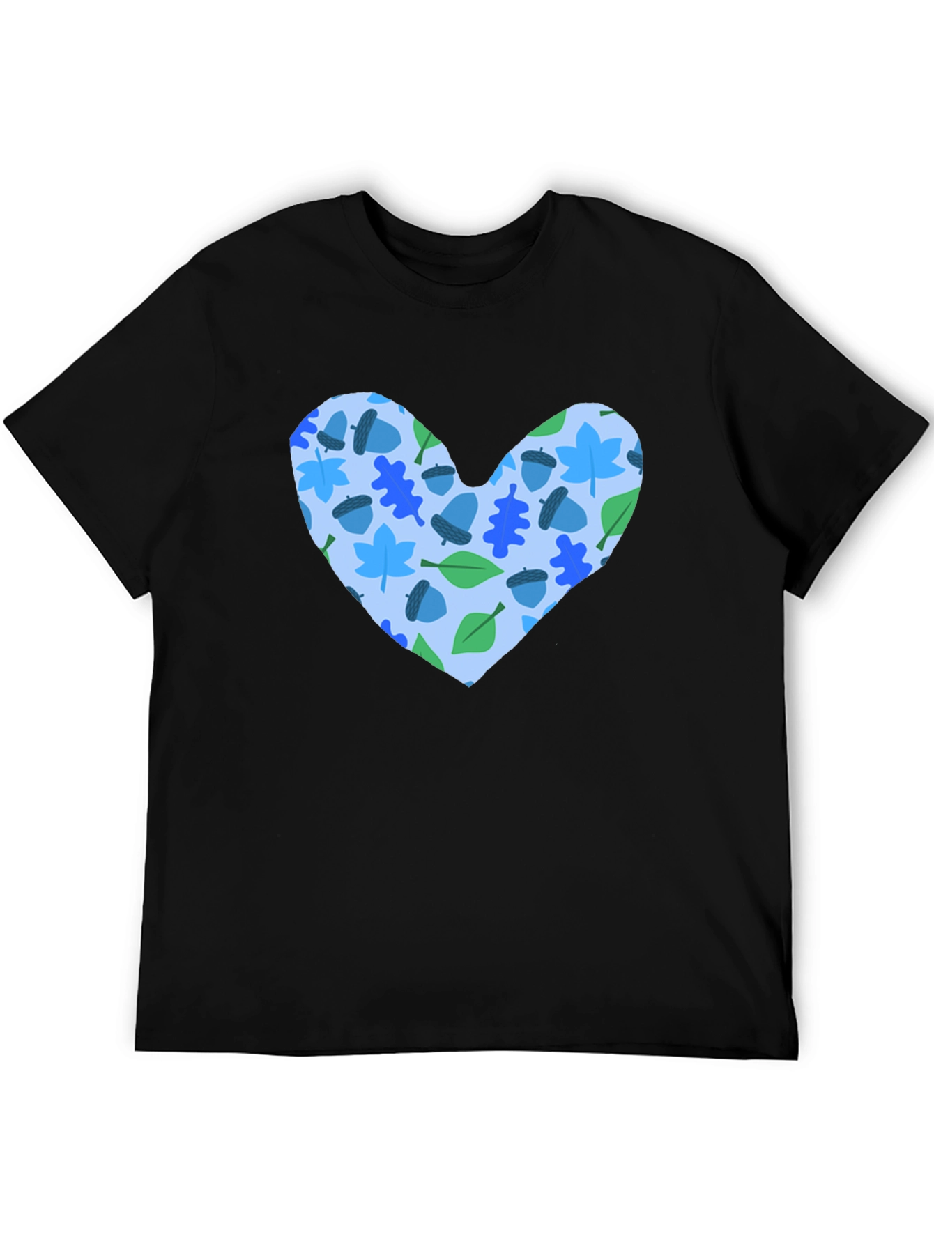 Heart Leaves & Acorns Black T-Shirt