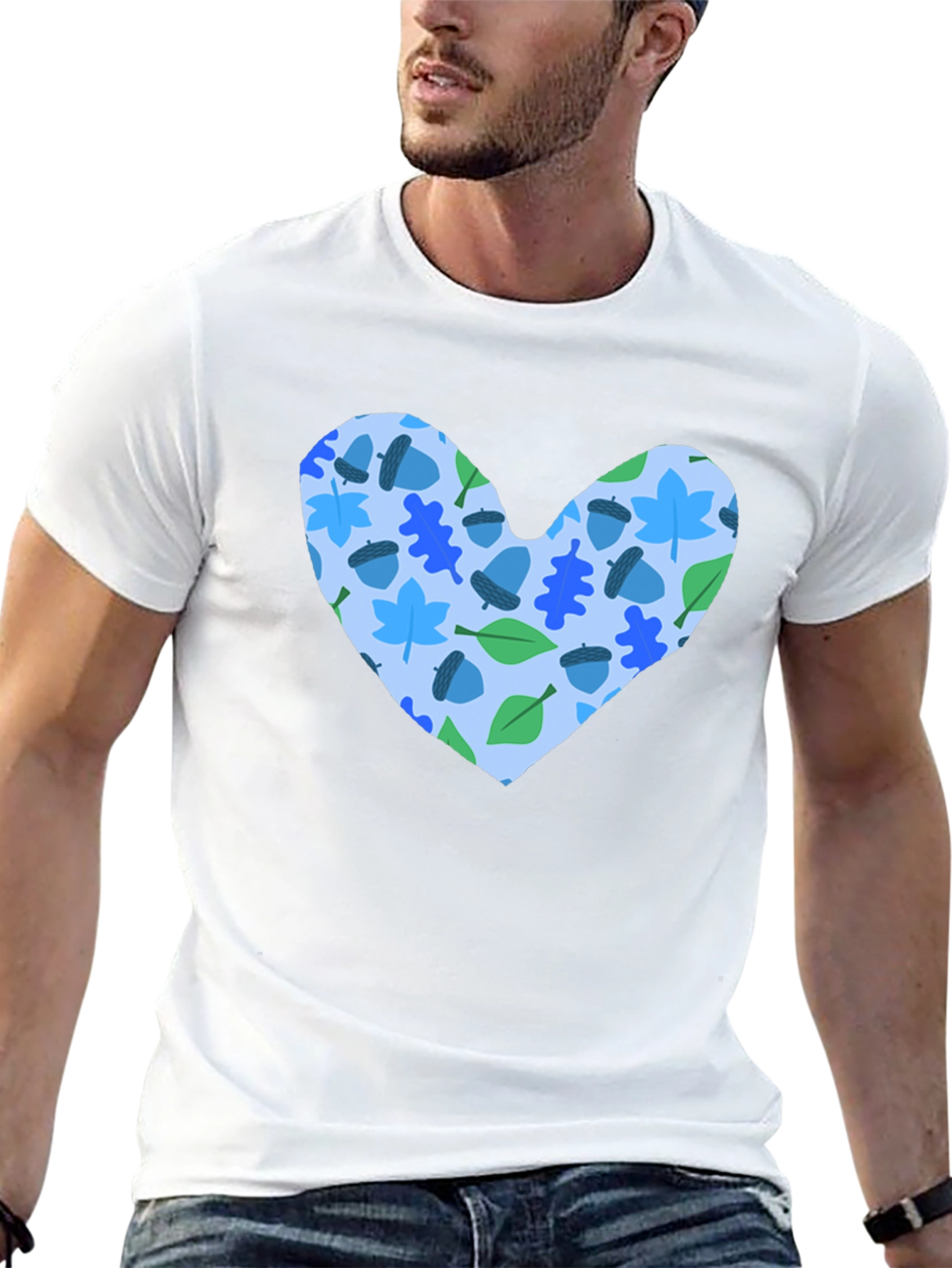 Heart Leaves & Acorns Black T-Shirt