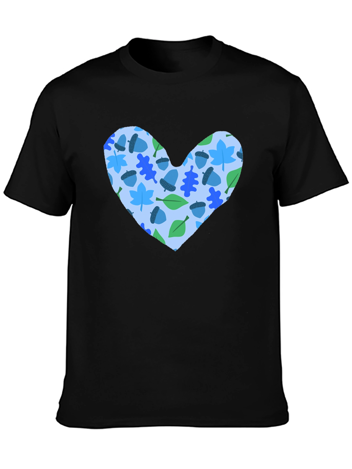 Heart Leaves & Acorns Black T-Shirt