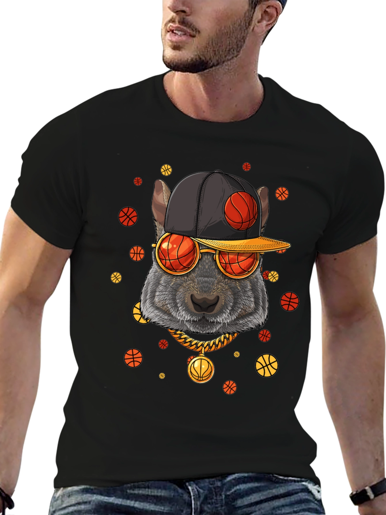 Basketball Squirrel Graphic T-Shirt