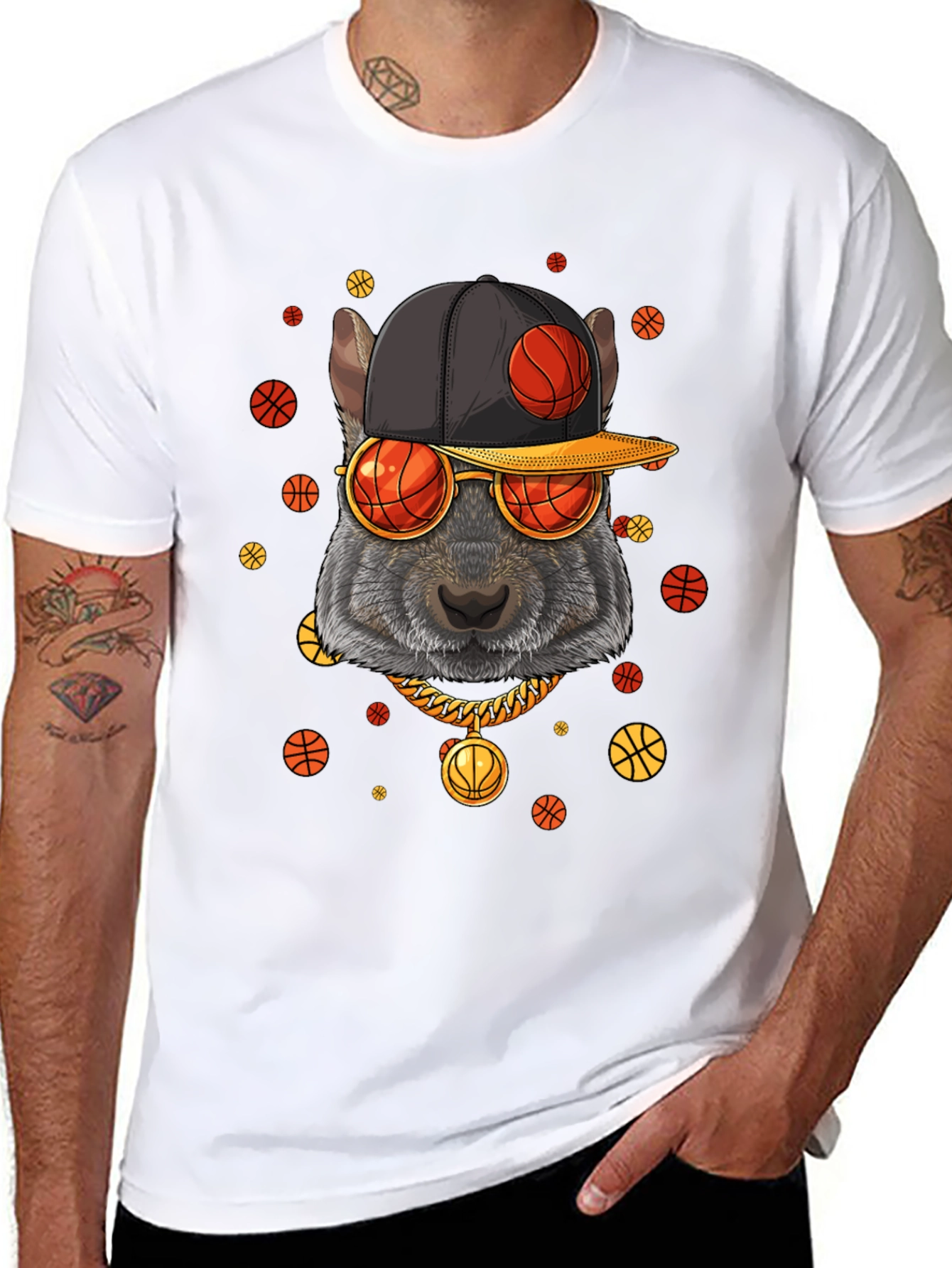 Basketball Squirrel Graphic T-Shirt