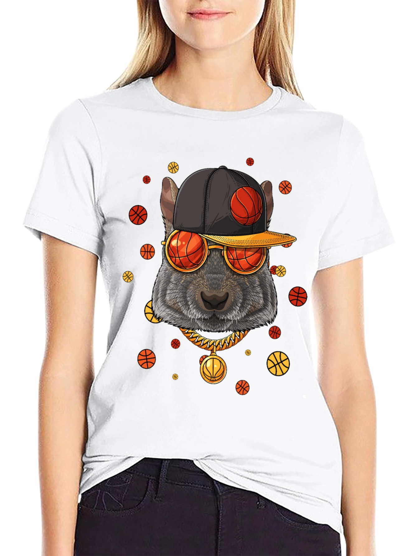Basketball Squirrel Graphic T-Shirt