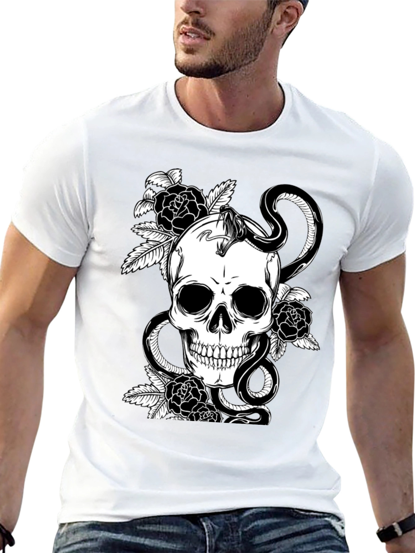 Skull & Snake Graphic Tee - Dark Aesthetic