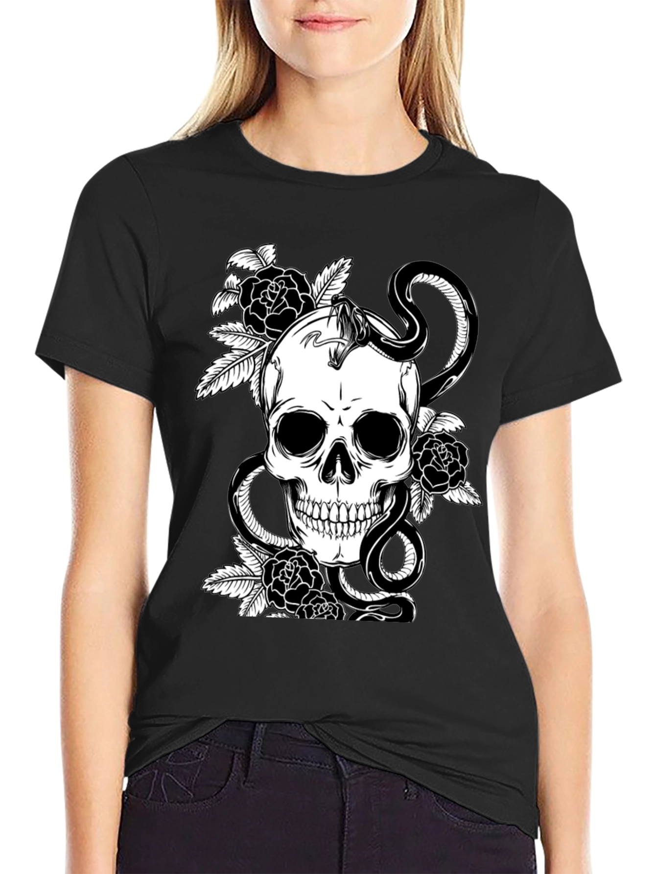 Skull & Snake Graphic Tee - Dark Aesthetic