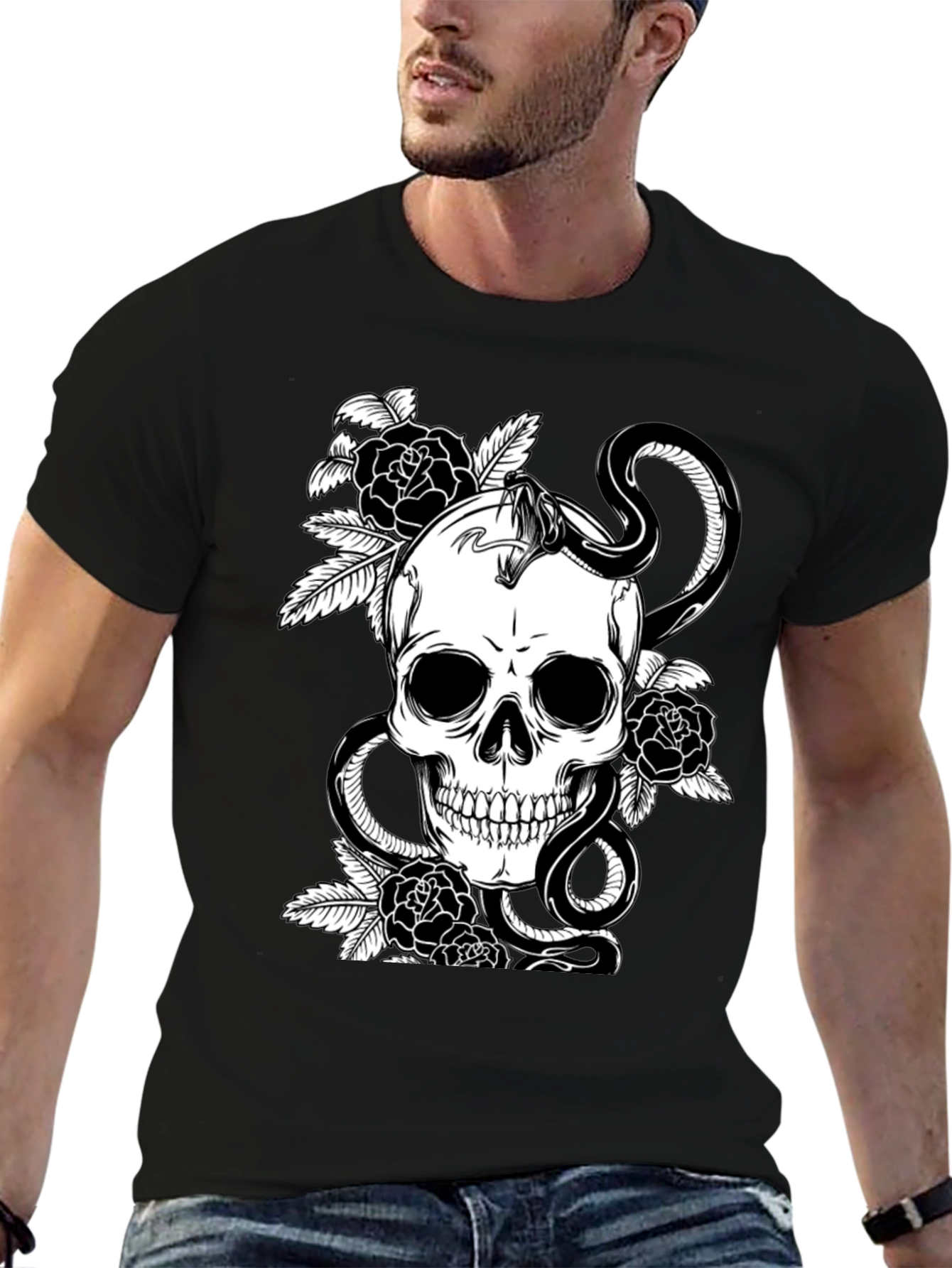 Skull & Snake Graphic Tee - Dark Aesthetic