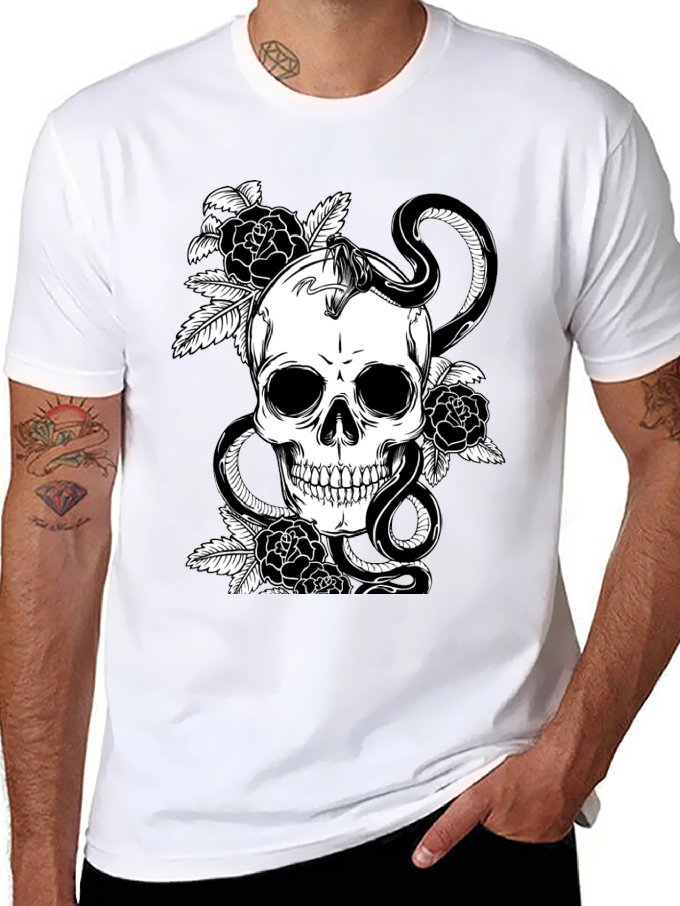 Skull & Snake Graphic Tee - Dark Aesthetic
