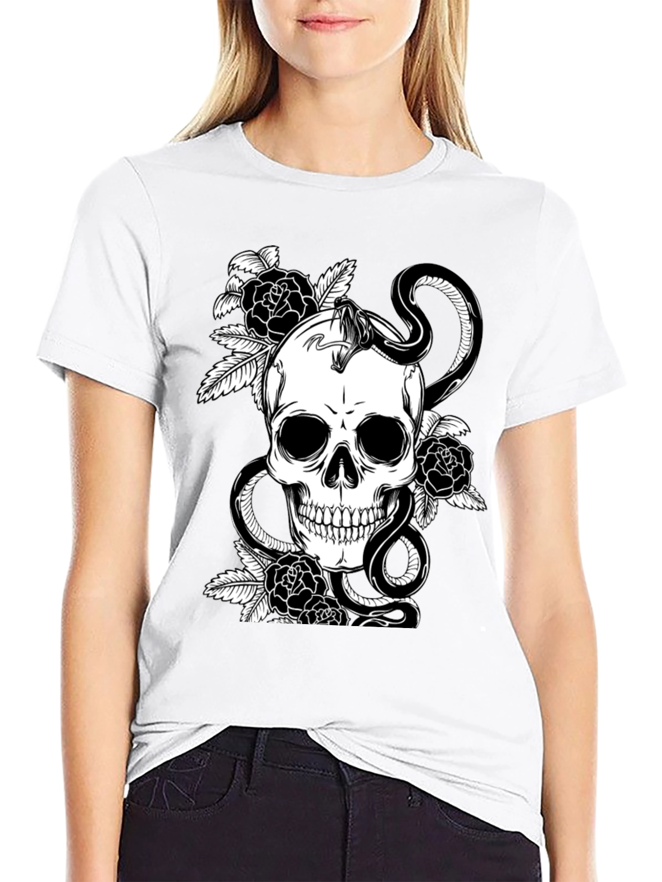 Skull & Snake Graphic Tee - Dark Aesthetic
