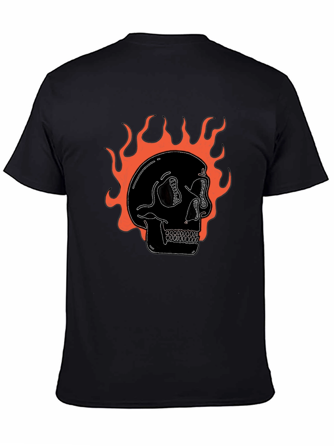 Flaming Skull Graphic Black T-Shirt
