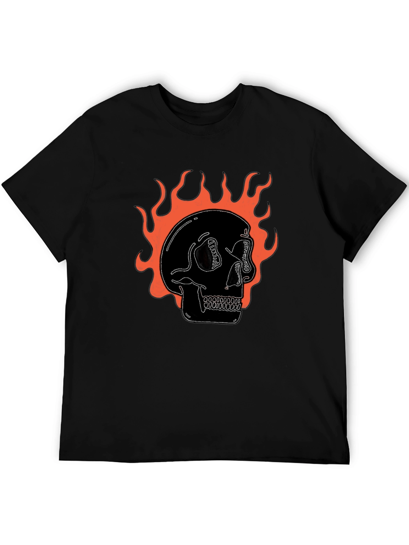 Flaming Skull Graphic Black T-Shirt