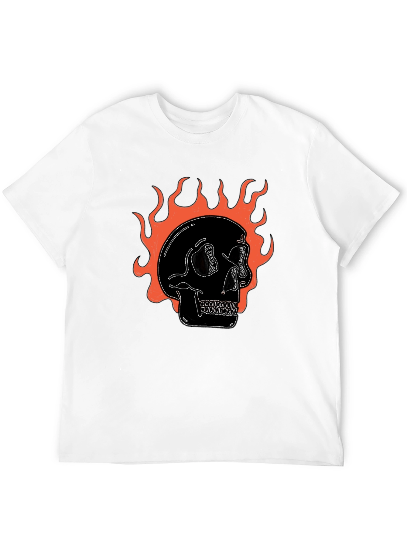 Flaming Skull Graphic Black T-Shirt