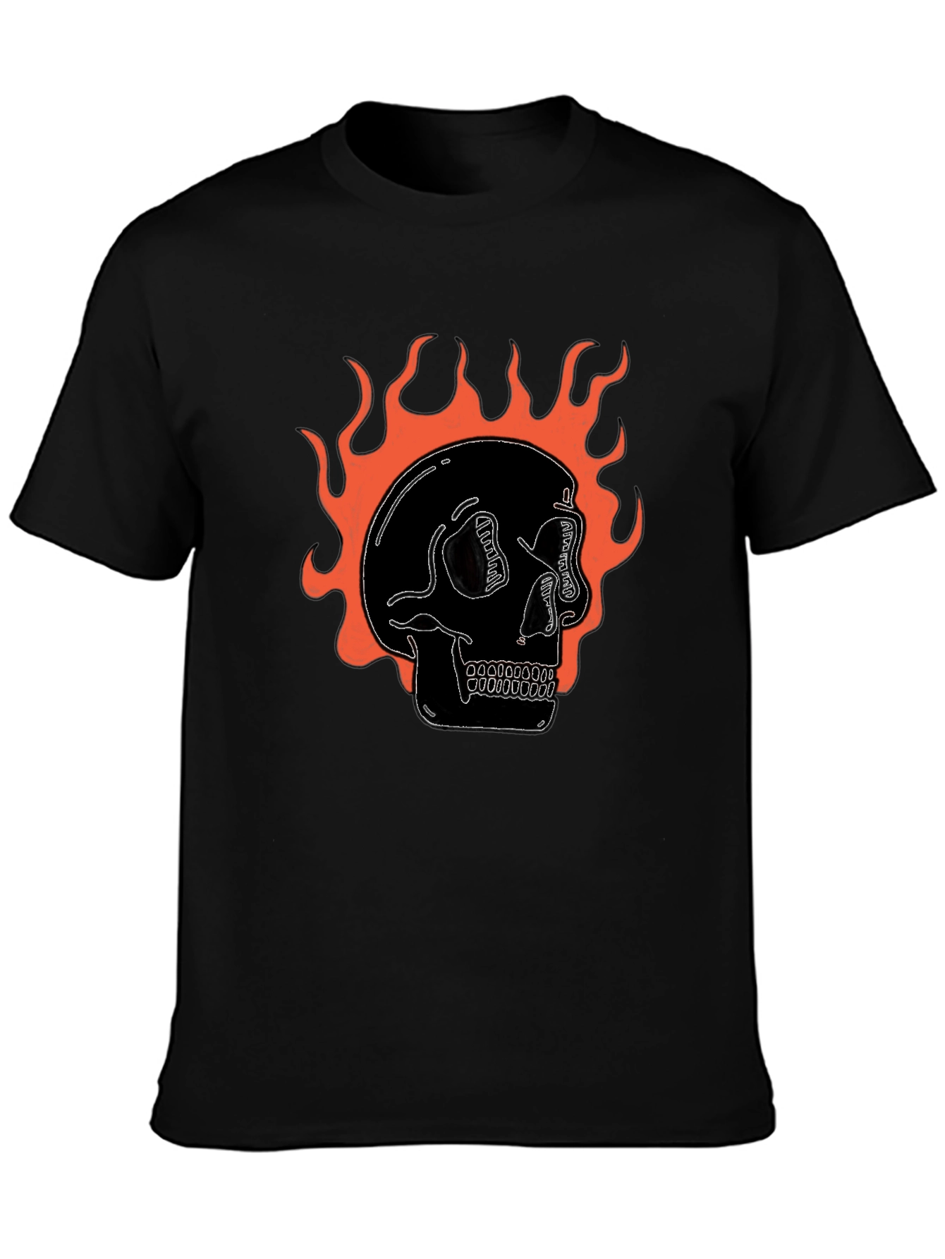 Flaming Skull Graphic Black T-Shirt