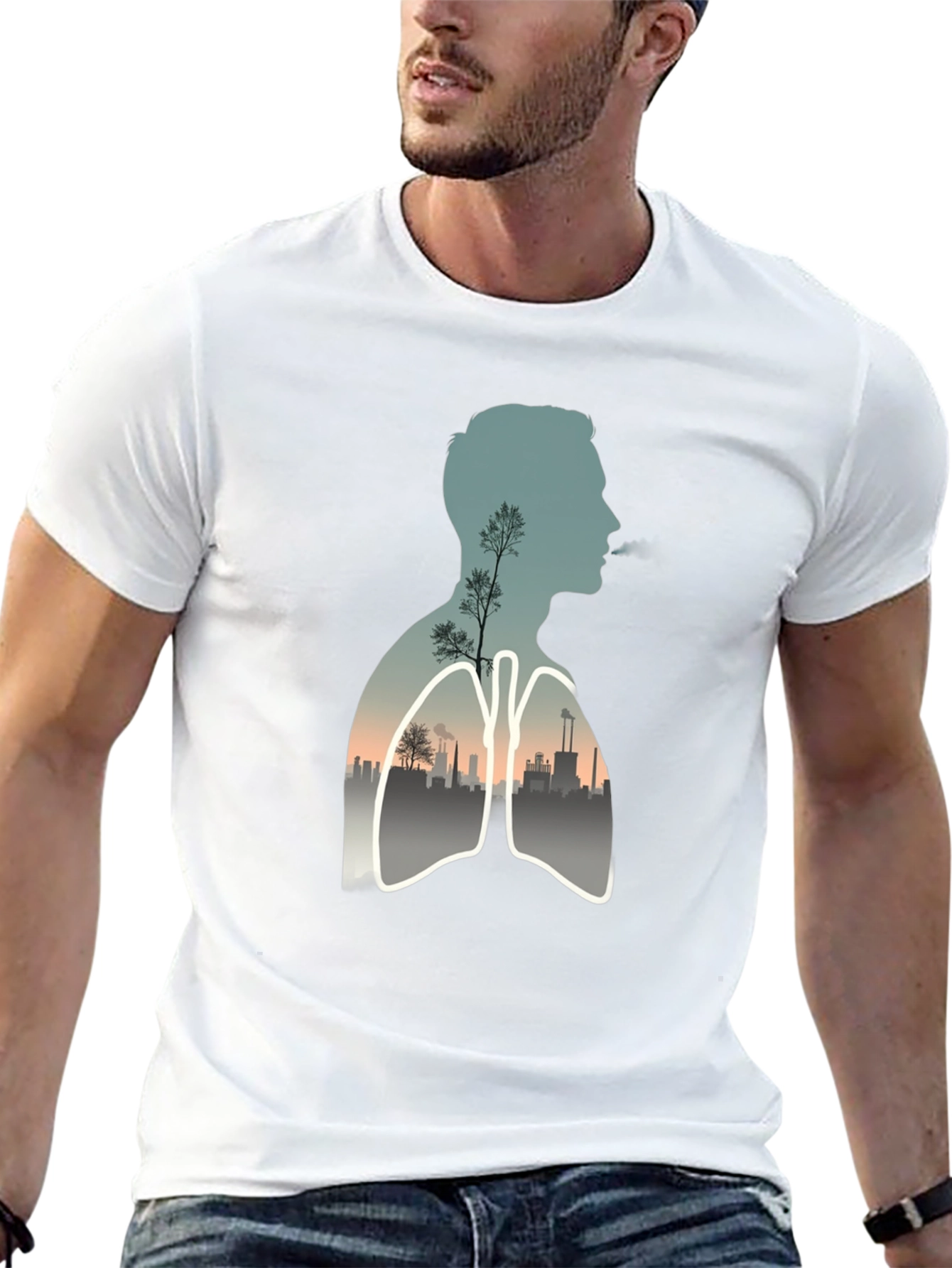 Lungs Nature Graphic Tee - Black Cotton Blend Shirt