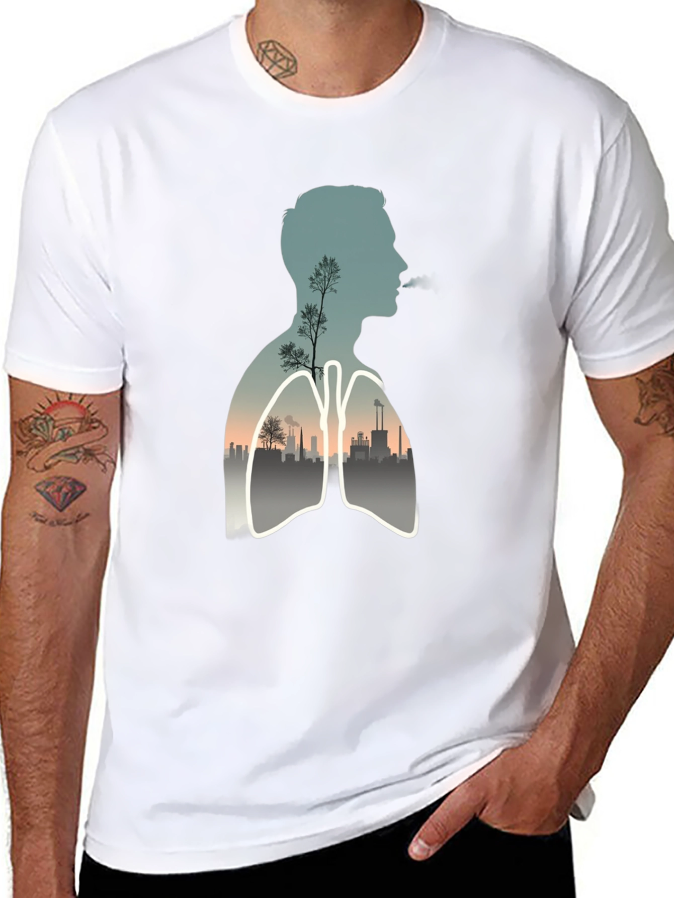 Lungs Nature Graphic Tee - Black Cotton Blend Shirt