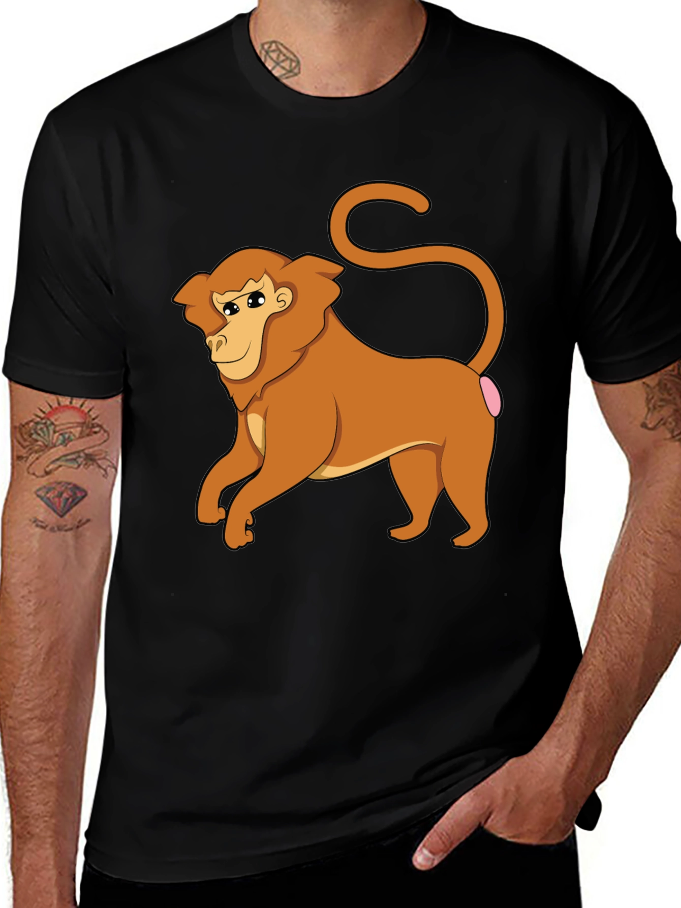 Funny Monkey Graphic Tee - Black