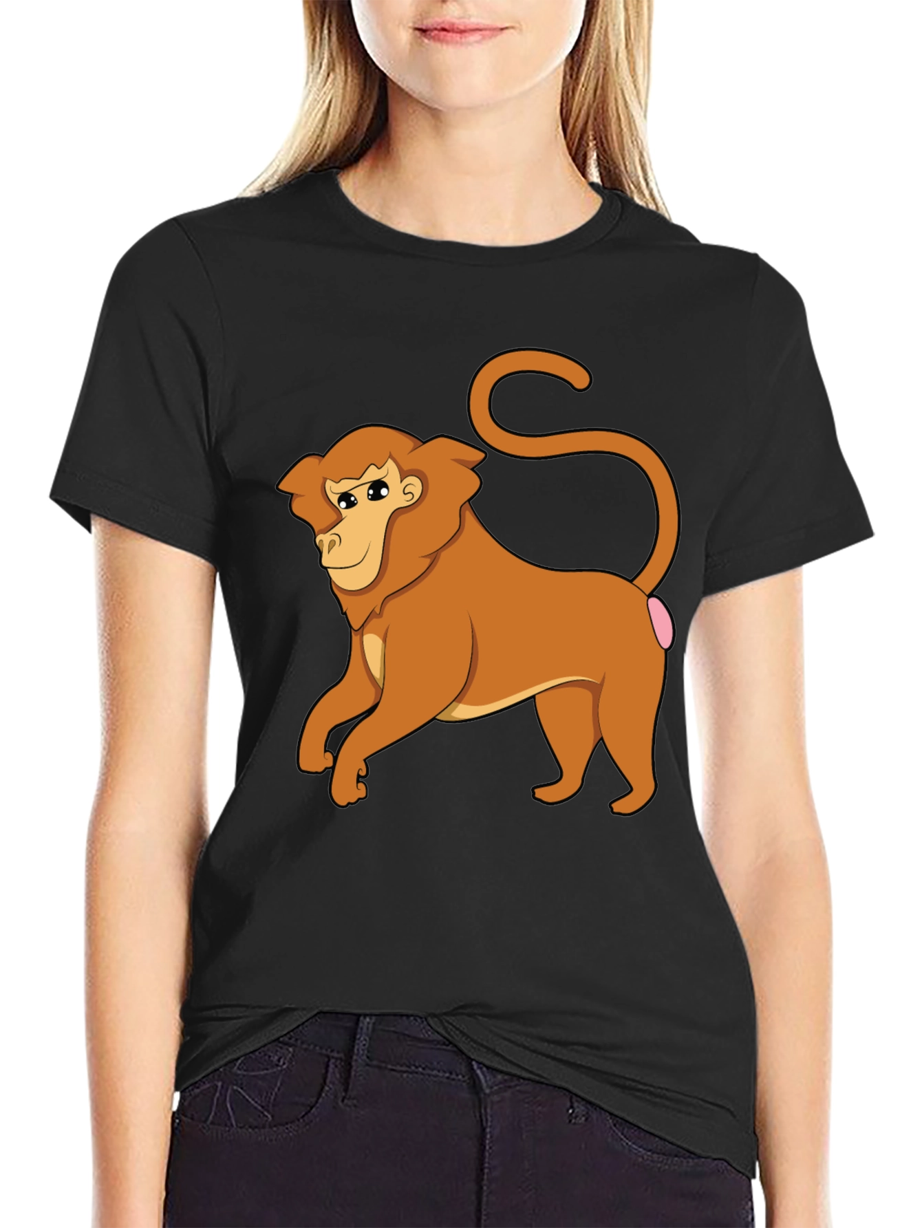 Funny Monkey Graphic Tee - Black