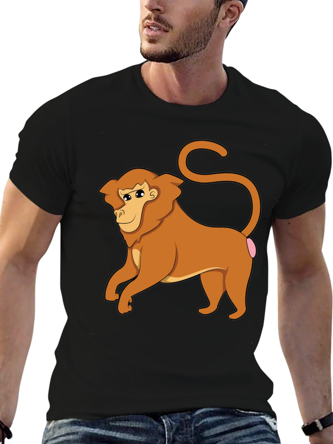 Funny Monkey Graphic Tee - Black