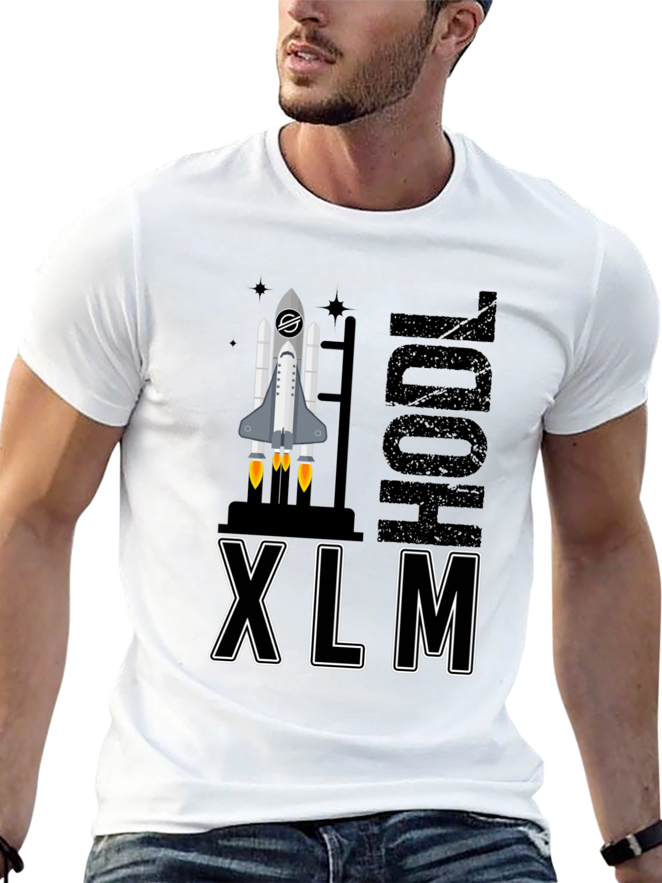 HODL XLM Crypto T-Shirt - Space Rocket Design