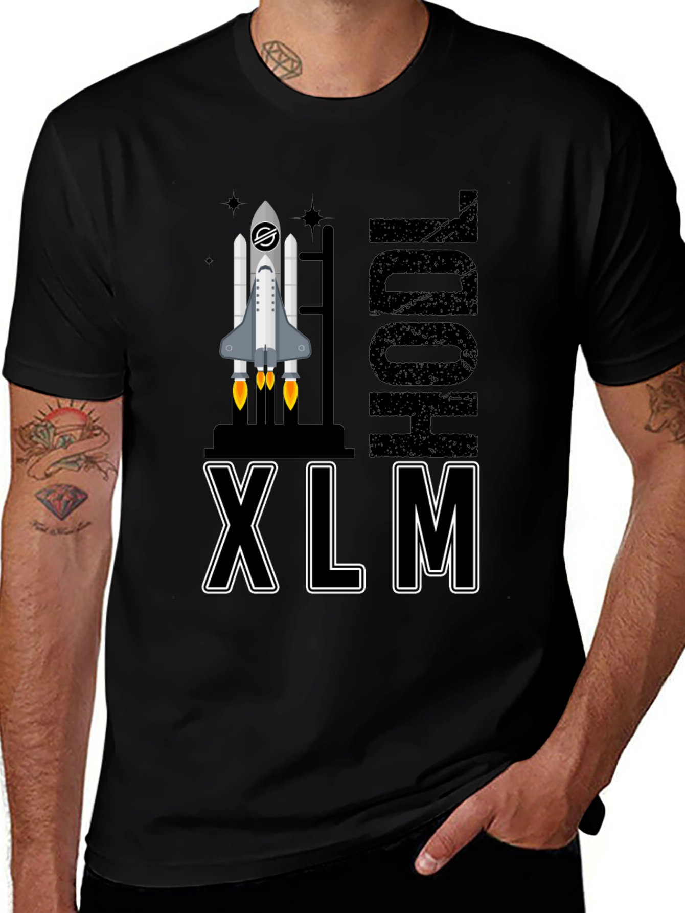 HODL XLM Crypto T-Shirt - Space Rocket Design