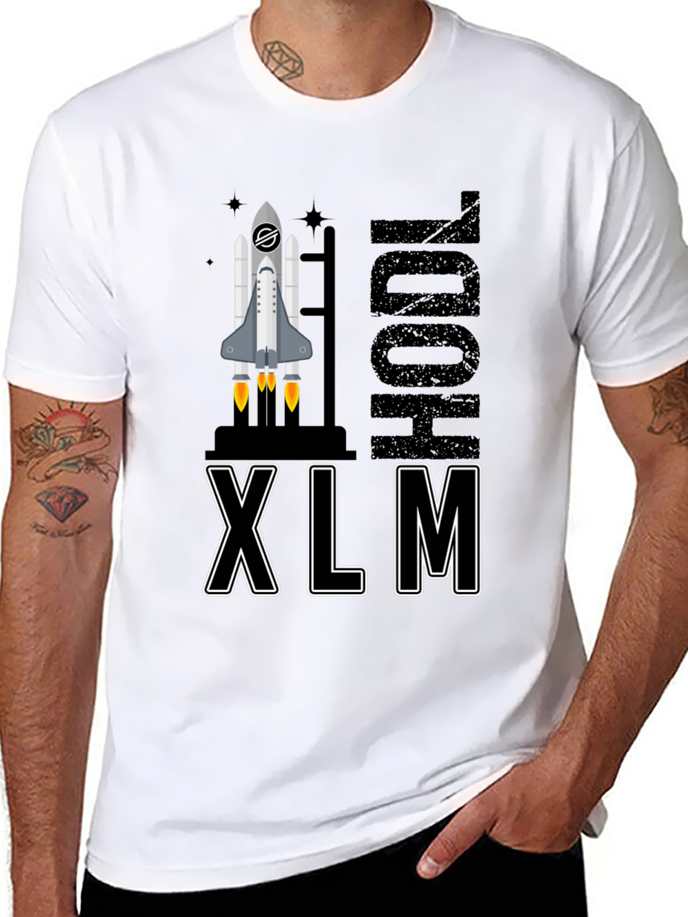 HODL XLM Crypto T-Shirt - Space Rocket Design
