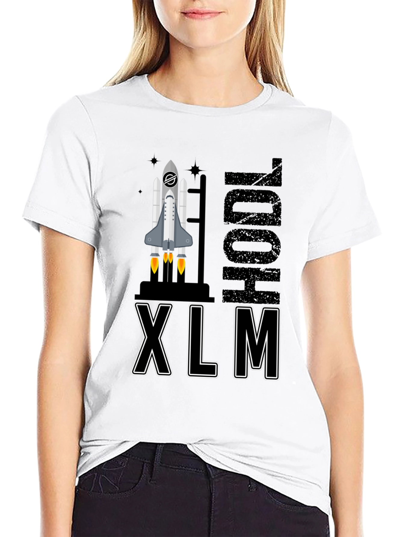 HODL XLM Crypto T-Shirt - Space Rocket Design