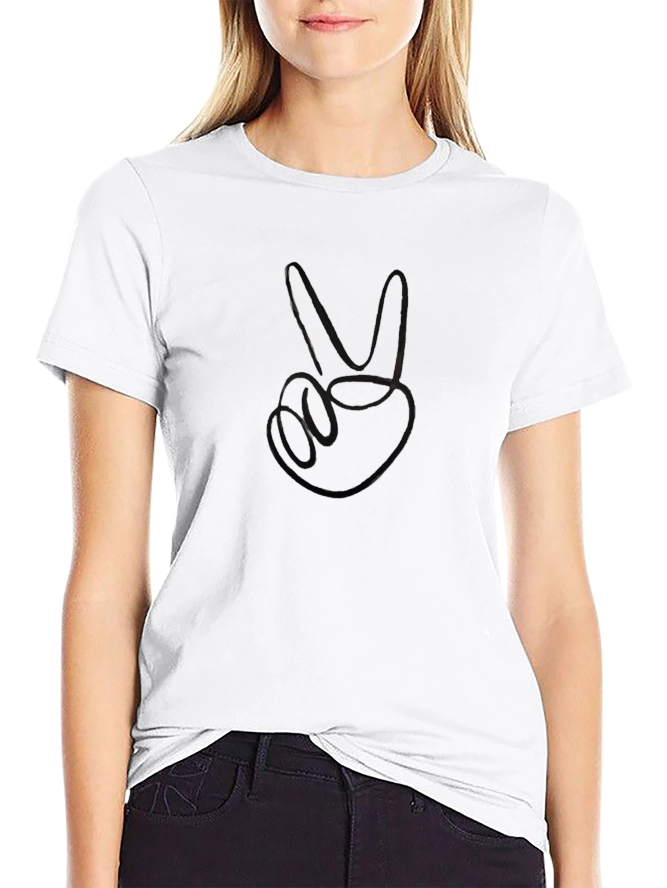 Peace Sign Graphic Black T-Shirt