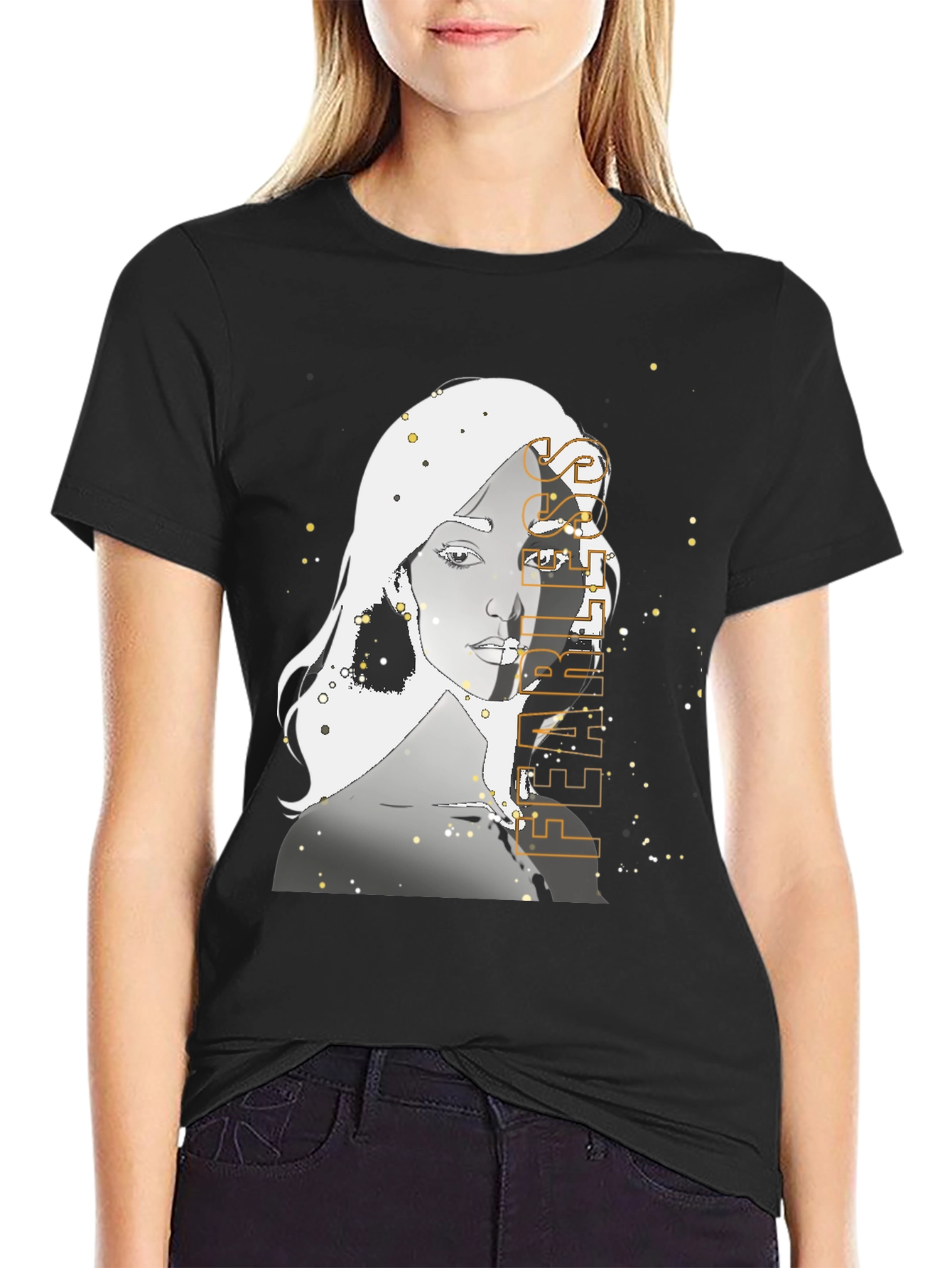 Woman Graphic Print Black T-Shirt