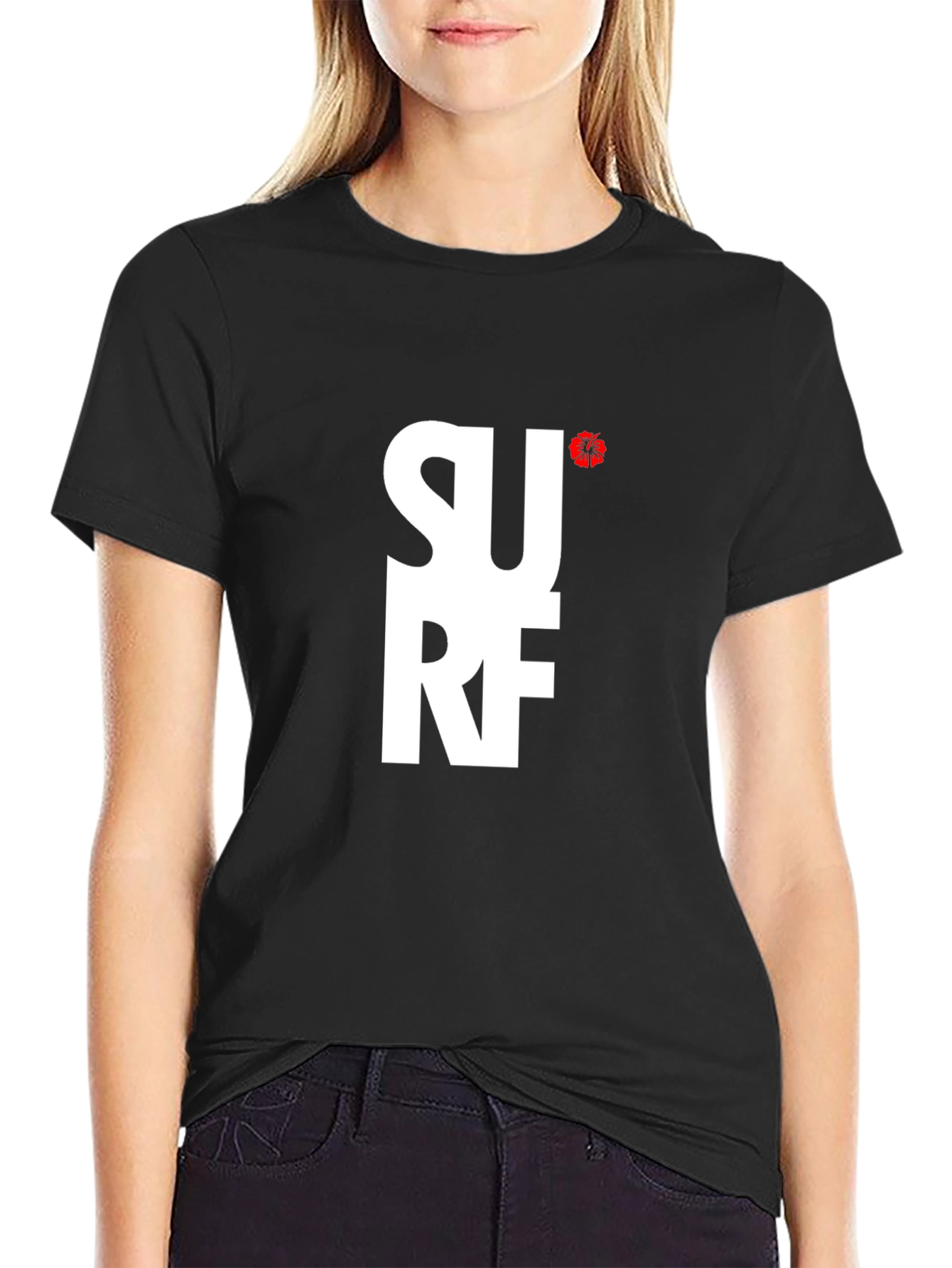 Surf Tee - Black Cotton Graphic T-Shirt