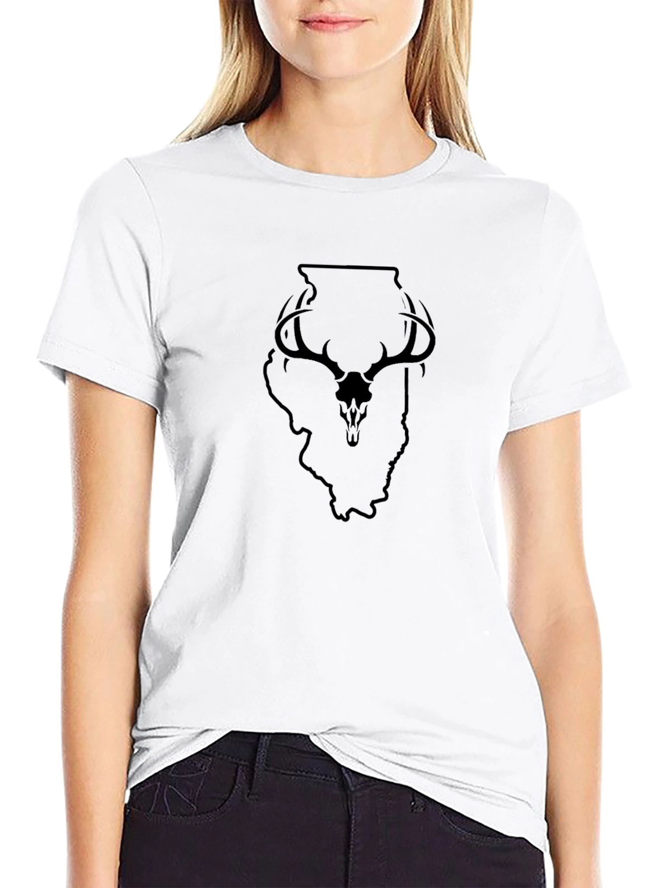 Illinois Deer Skull Graphic Tee