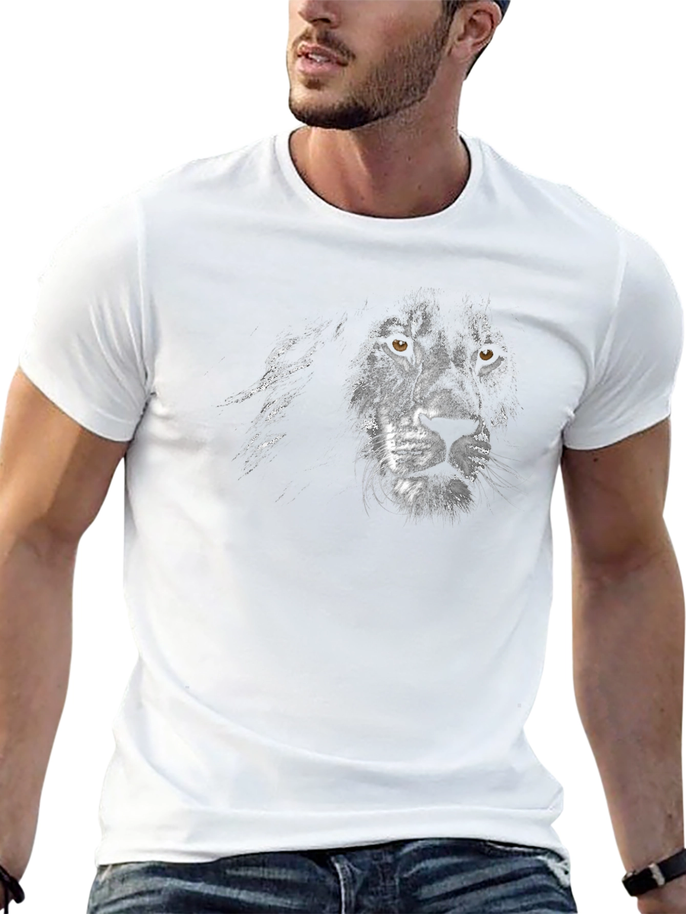 Lion Face Graphic Black T-Shirt