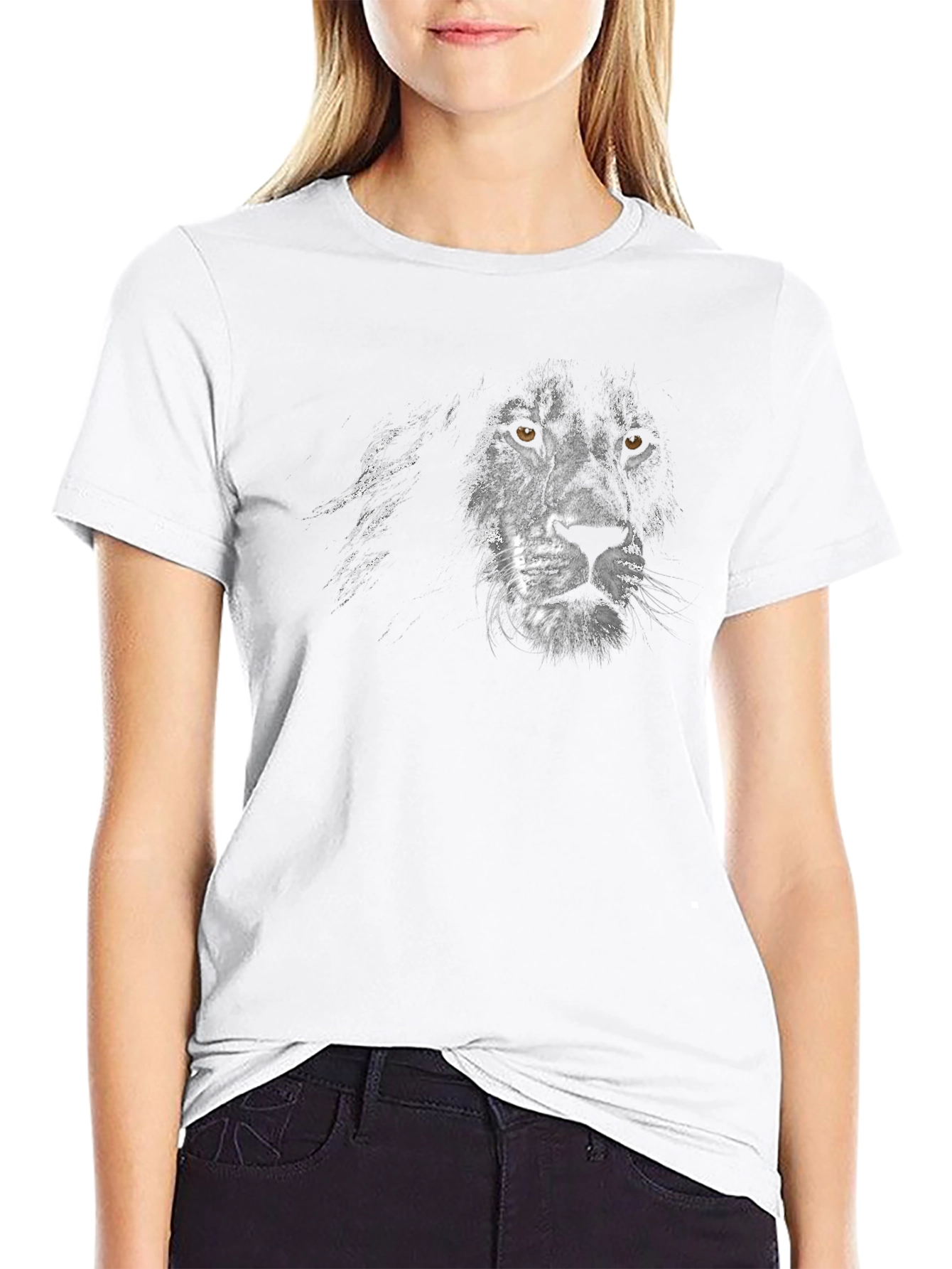 Lion Face Graphic Black T-Shirt