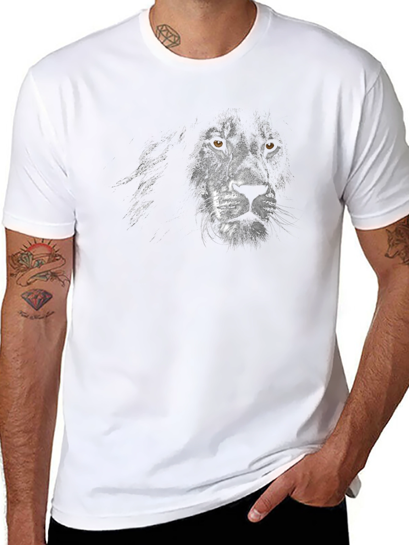 Lion Face Graphic Black T-Shirt
