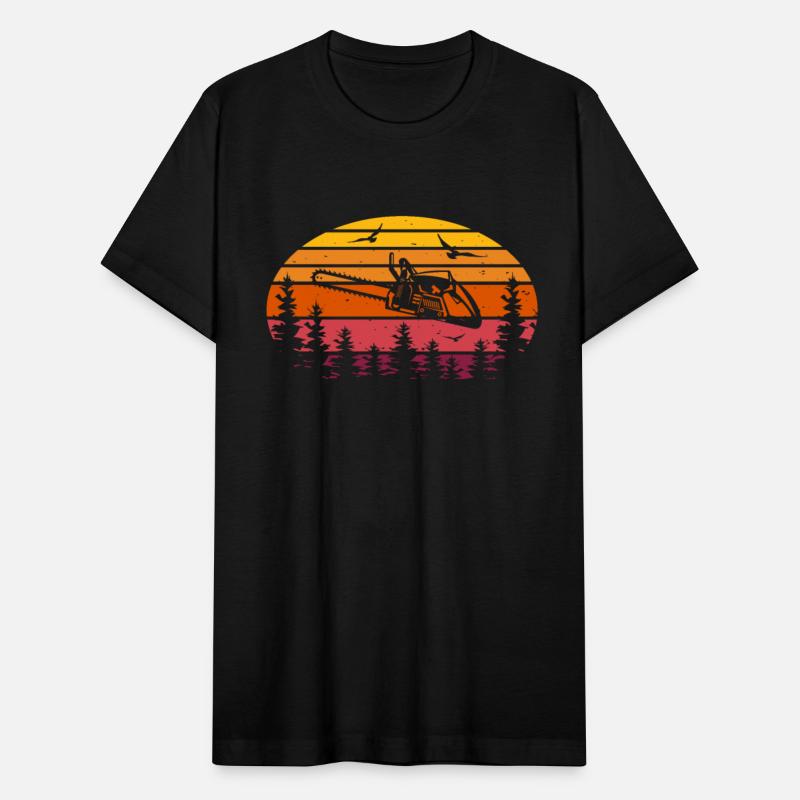 Lumberjack - Chain Saw Retro Vintage Sunset
