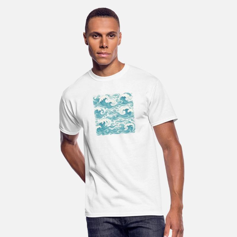 Lush Ocean Wave Pattern Japanese Wave Design Blue