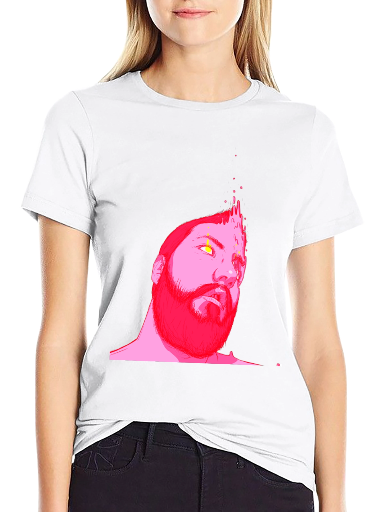 Abstract Pink Portrait Black T-Shirt