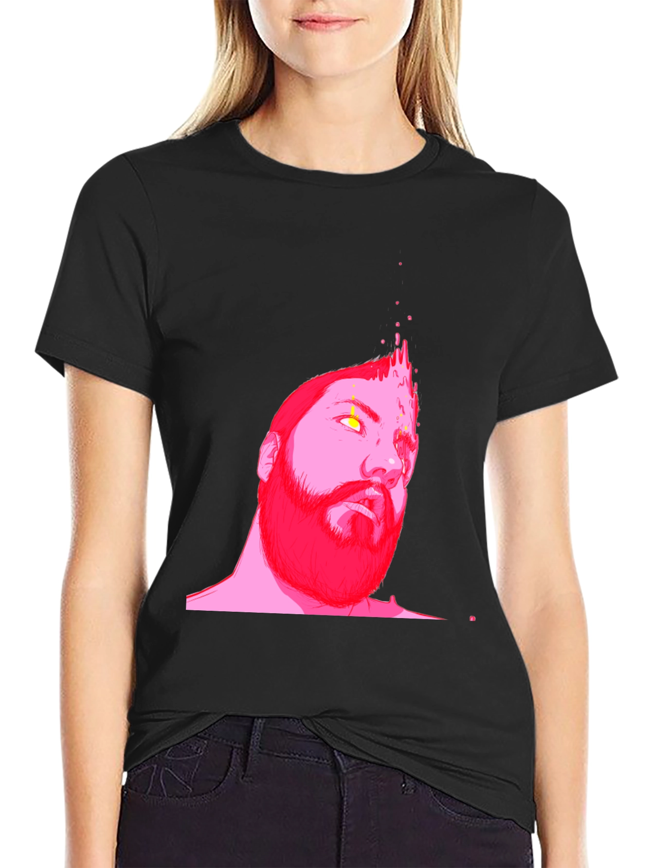 Abstract Pink Portrait Black T-Shirt