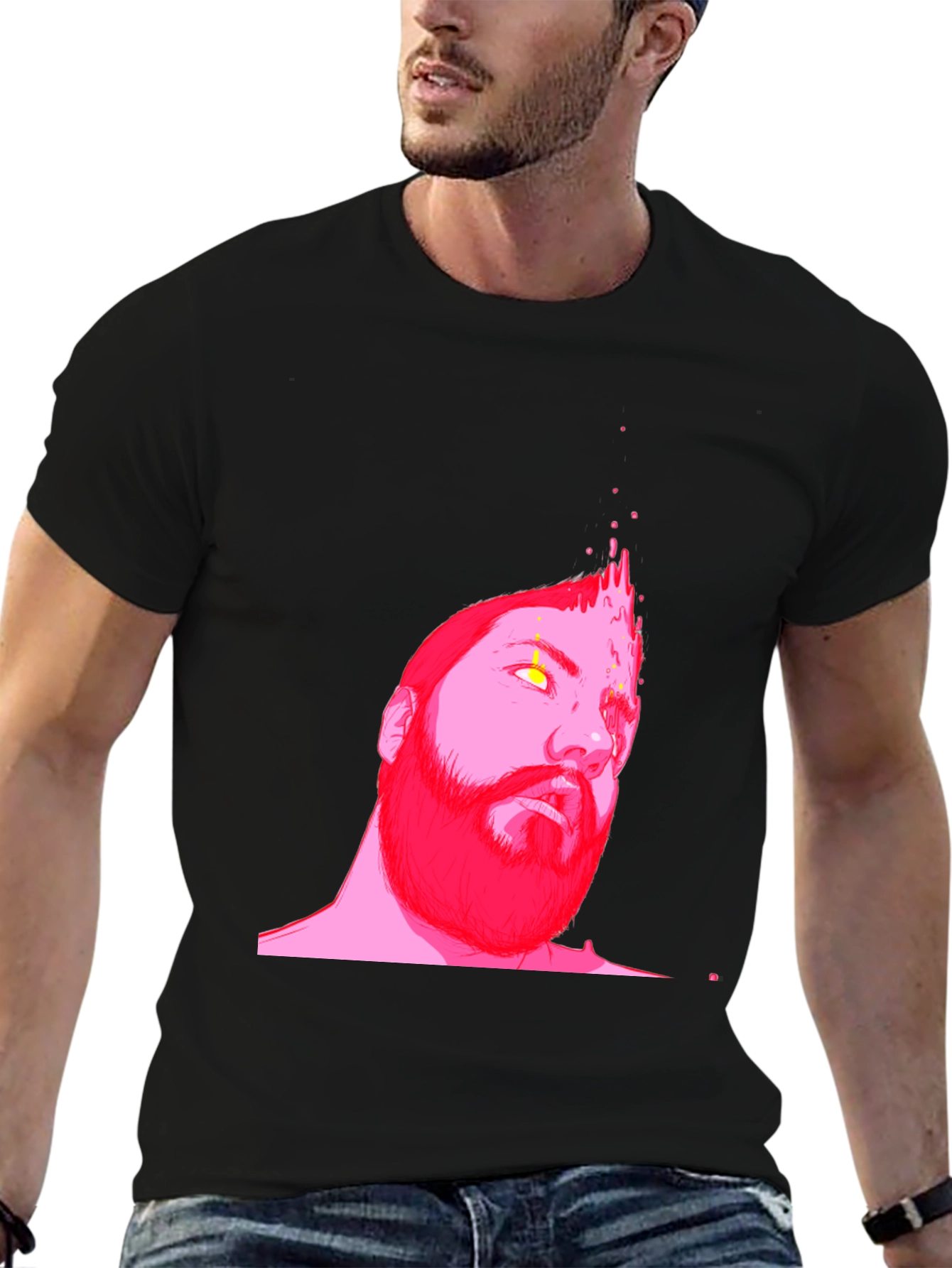 Abstract Pink Portrait Black T-Shirt