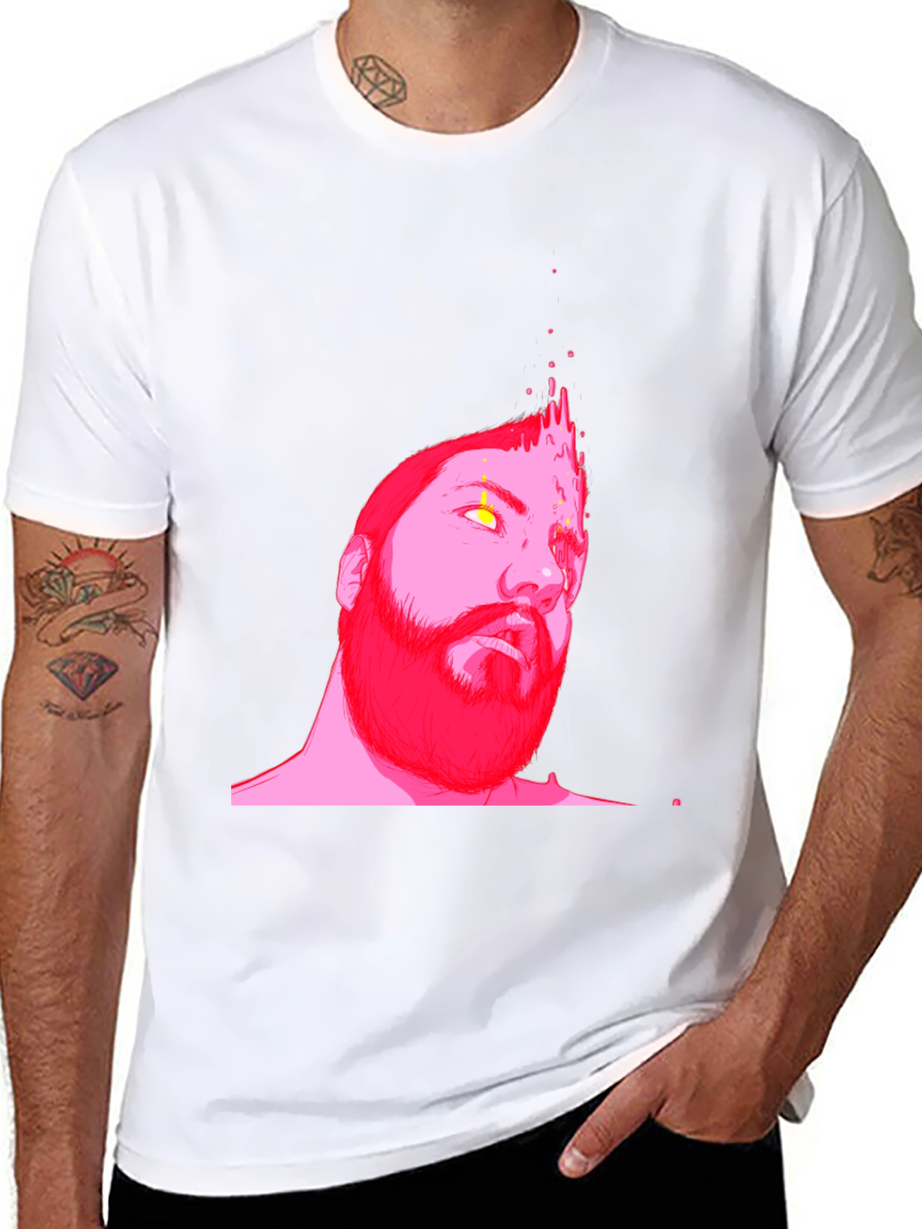 Abstract Pink Portrait Black T-Shirt