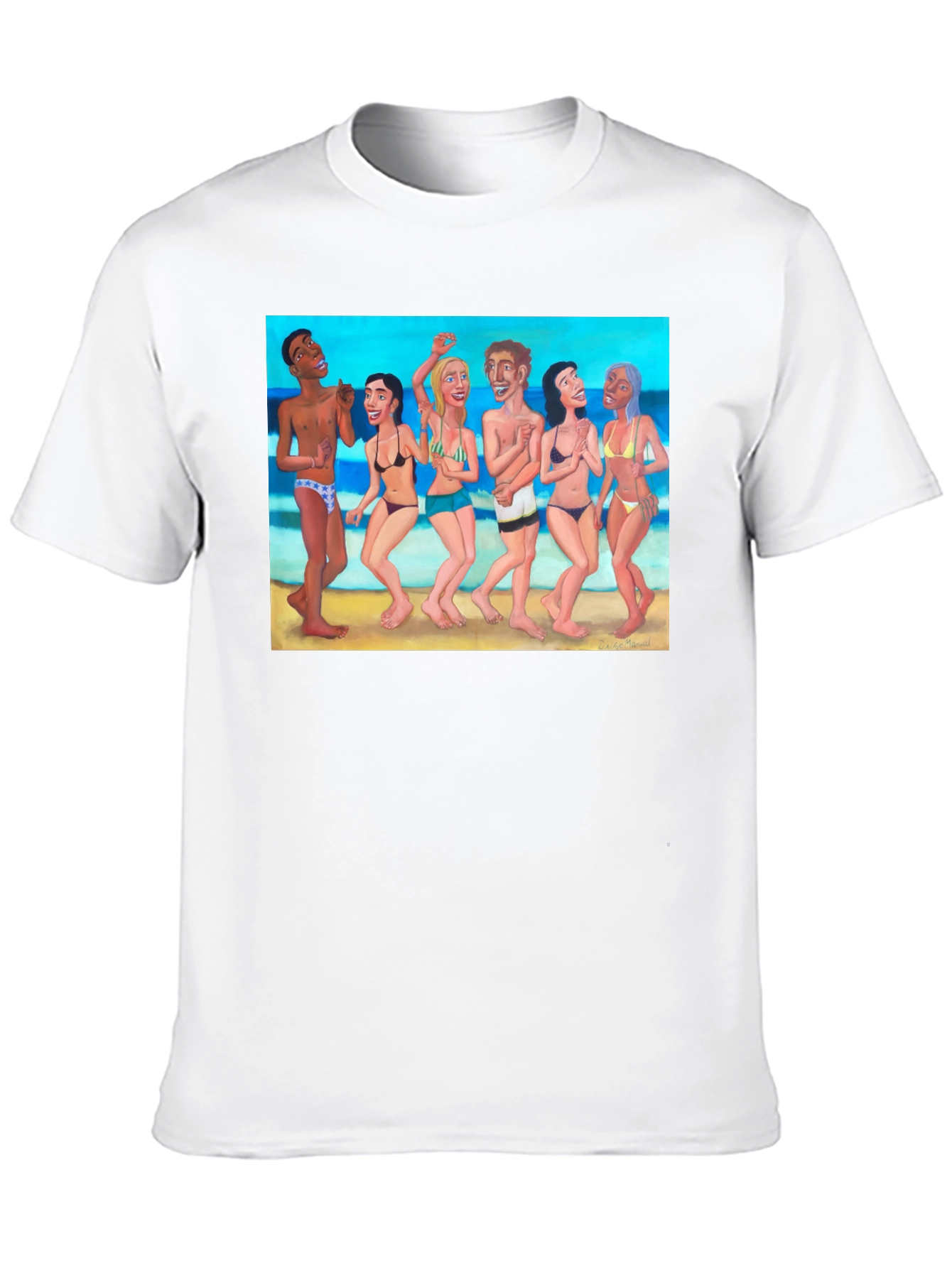 Beach Party Graphic Tee - Black Cotton T-Shirt