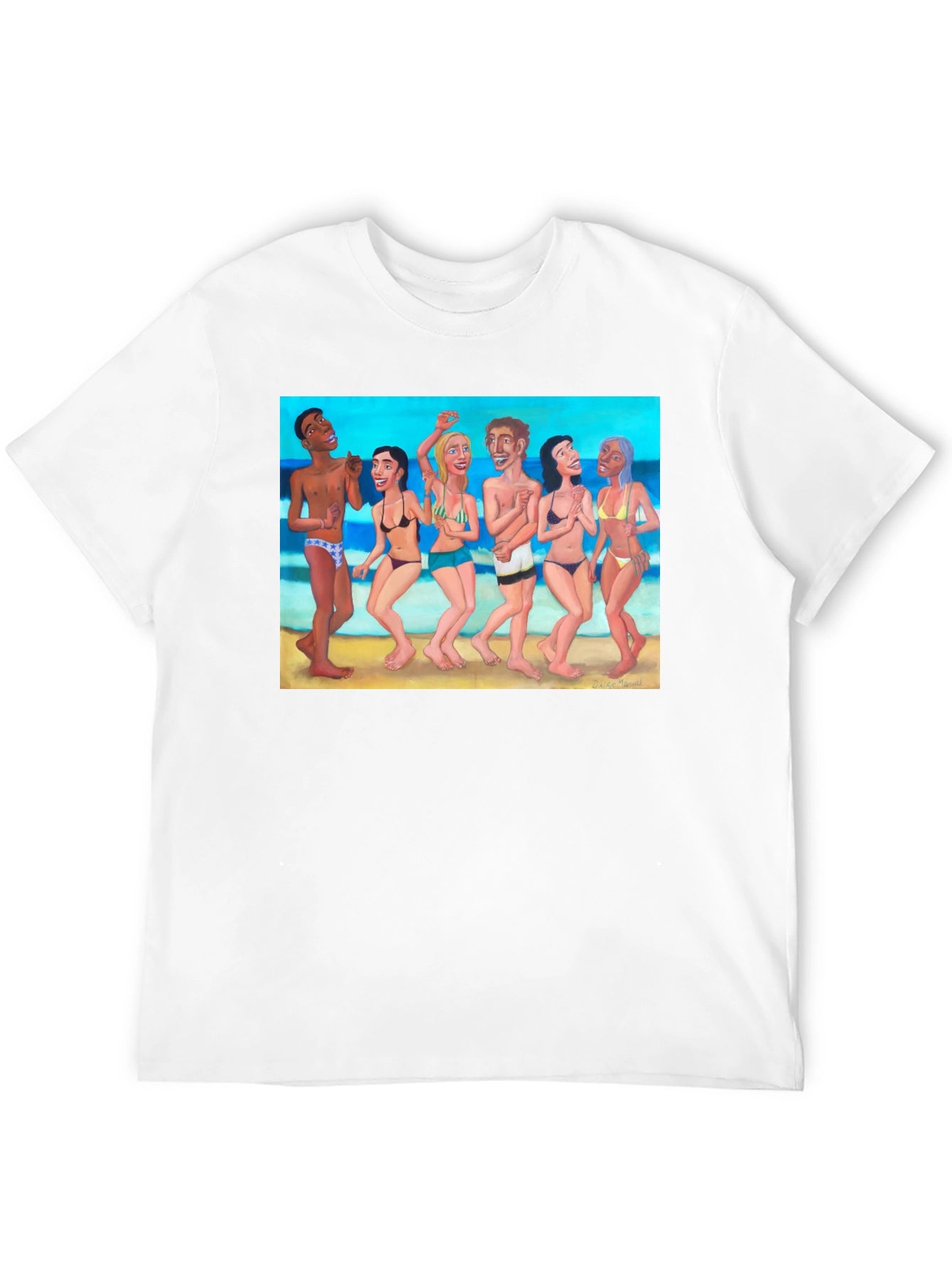 Beach Party Graphic Tee - Black Cotton T-Shirt