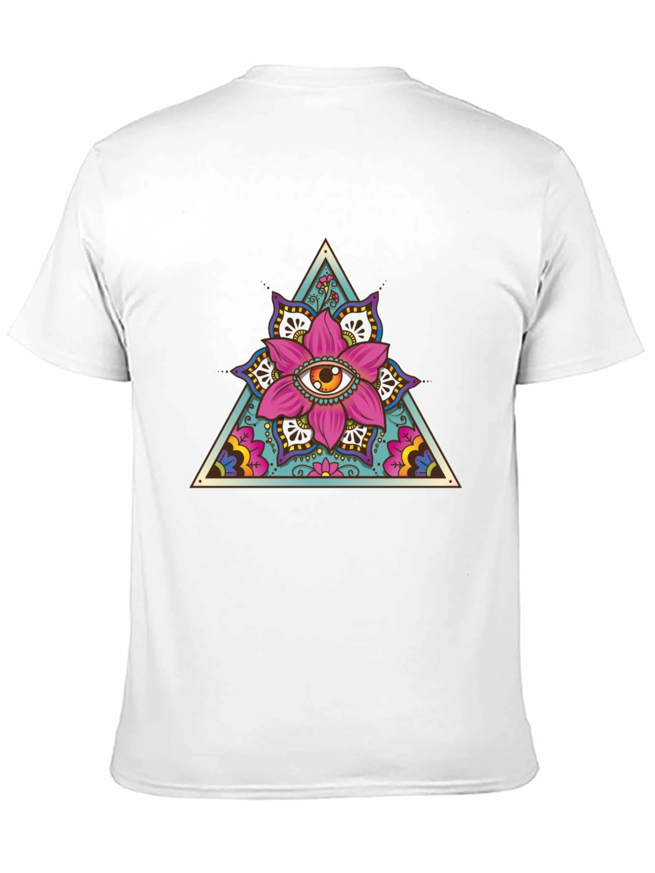 Mystic Eye Flower Triangle Graphic Black T-Shirt