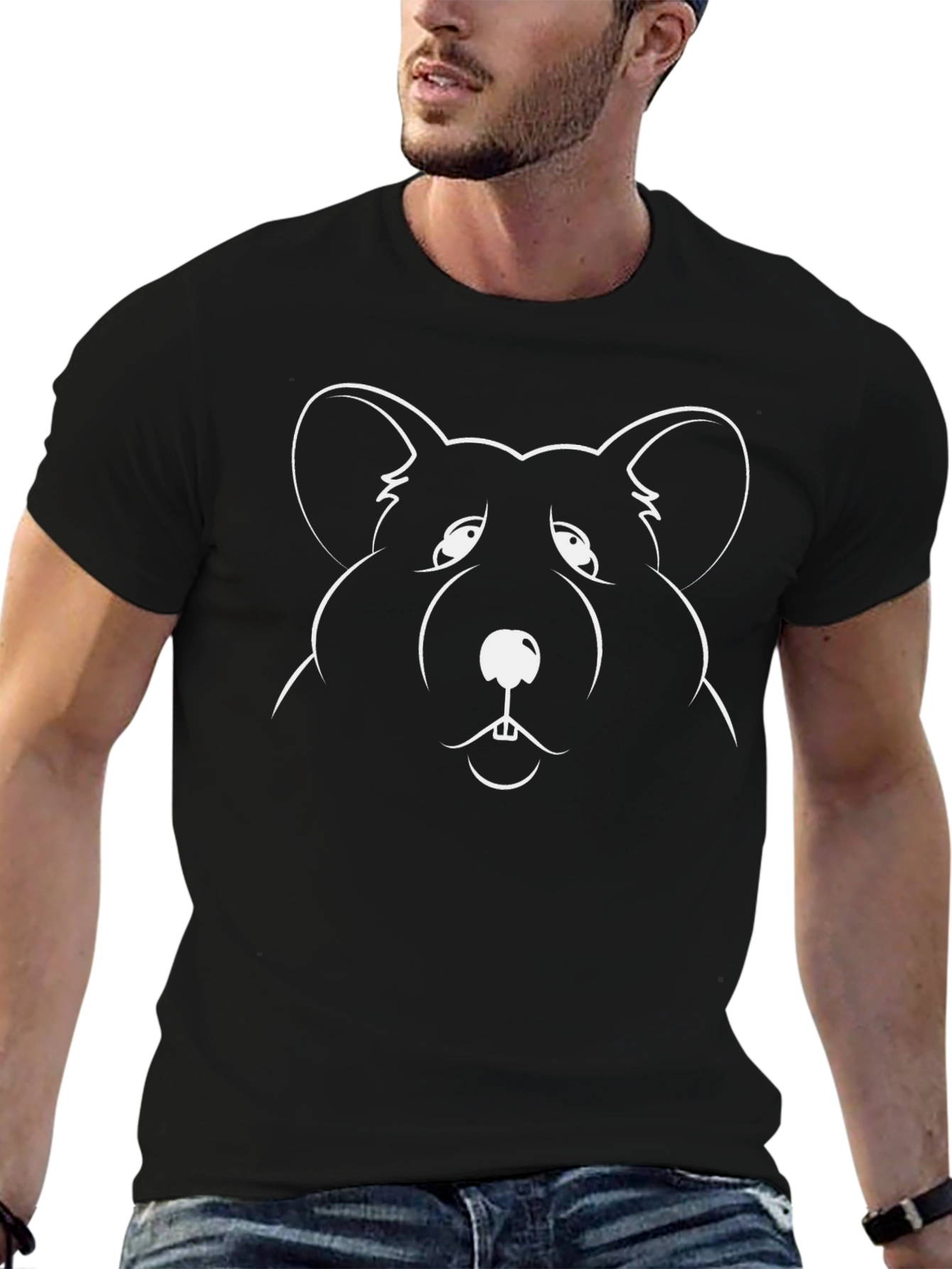 Rat Outline Graphic Black T-Shirt